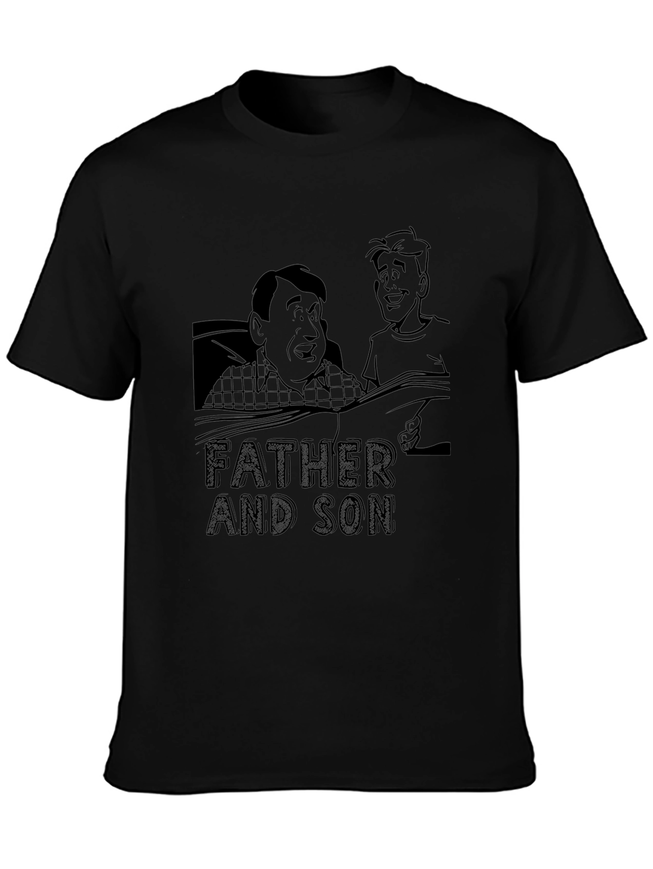 Father and Son Black Graphic Tee