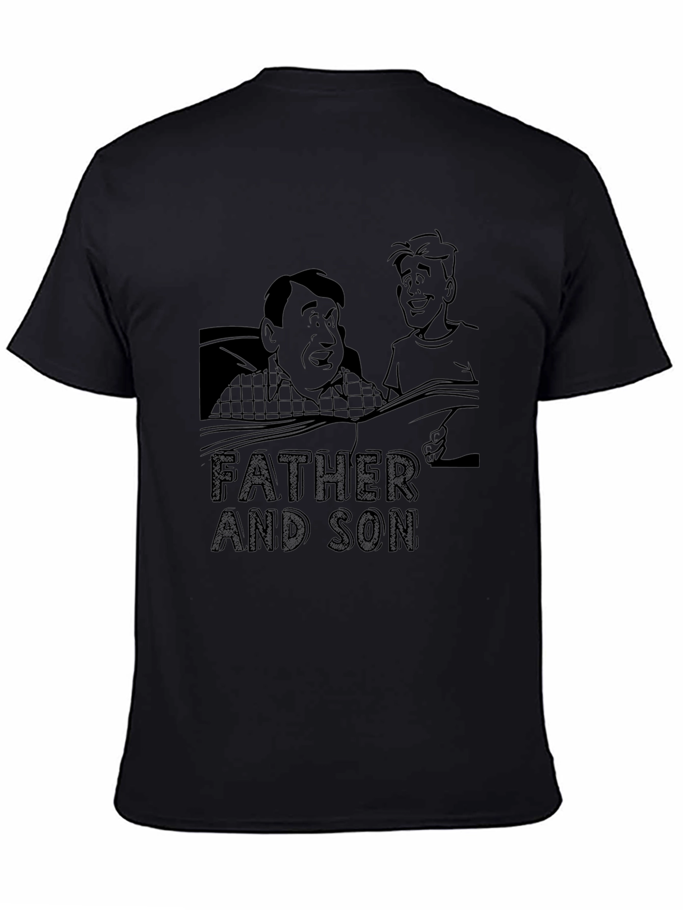 Father and Son Black Graphic Tee