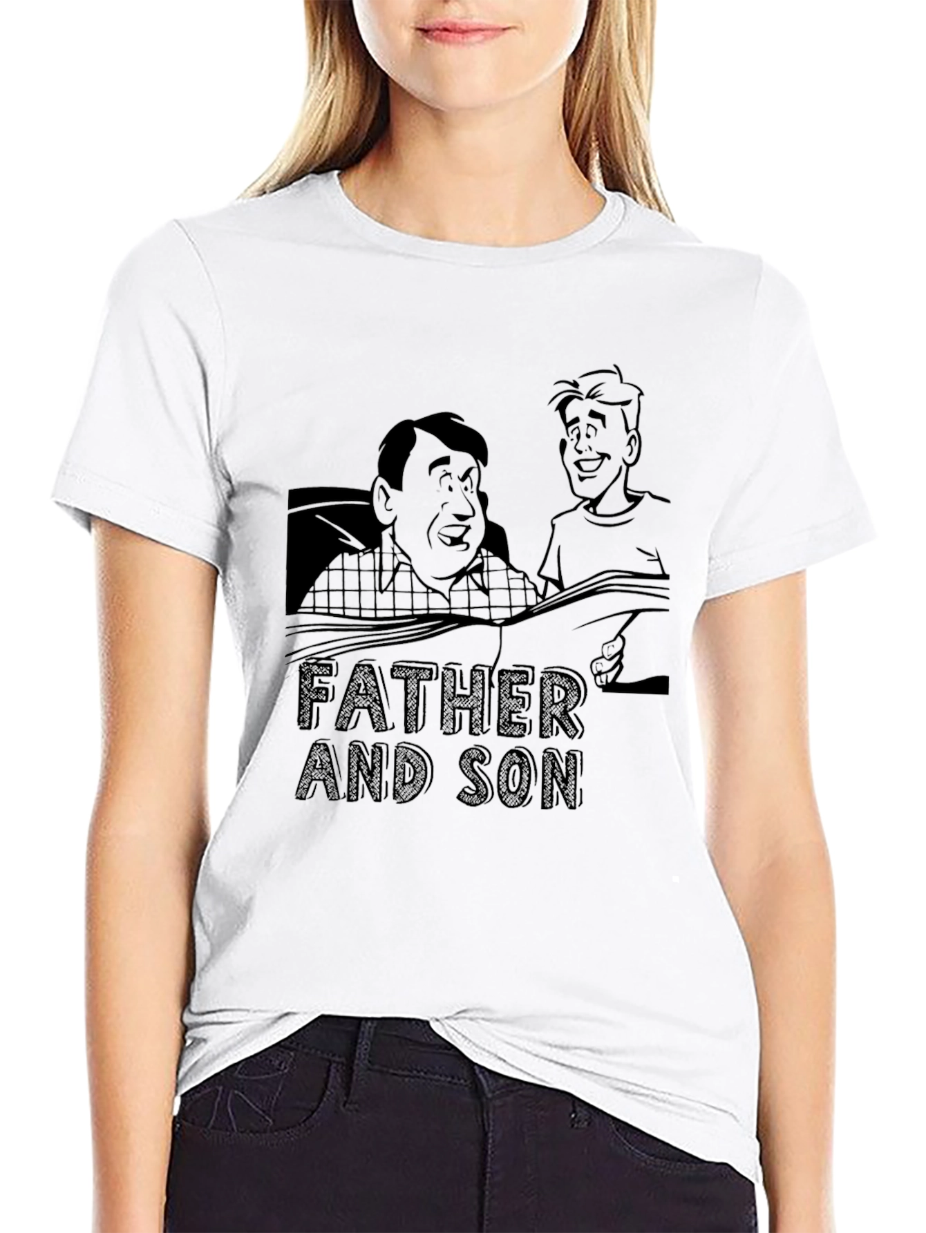 Father and Son Black Graphic Tee
