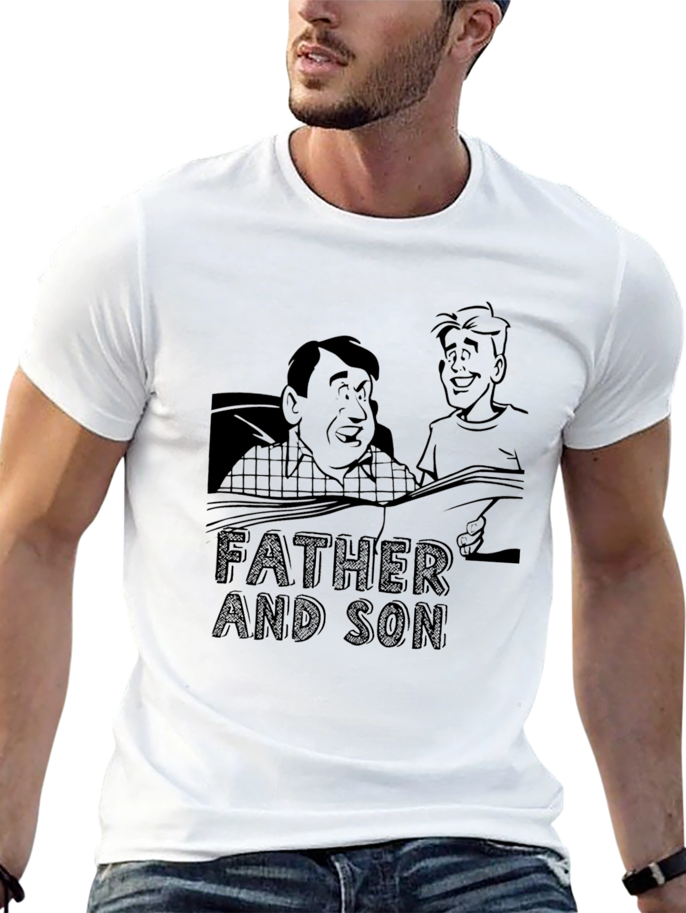 Father and Son Black Graphic Tee