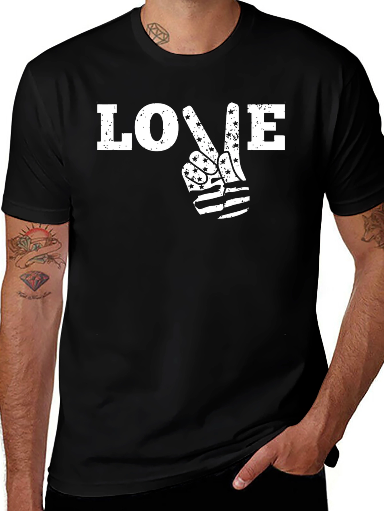Love Peace Sign American Flag T-Shirt