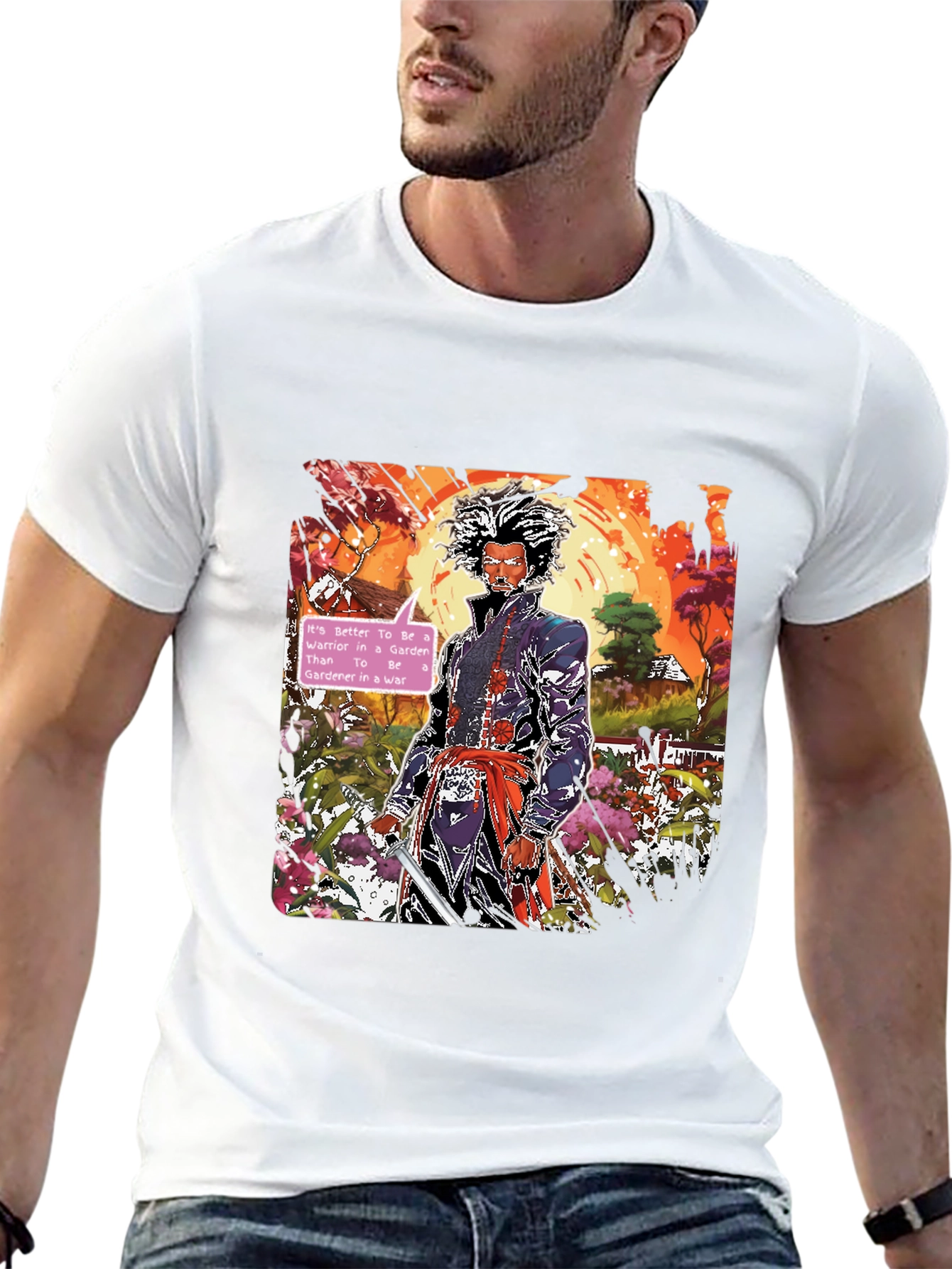 Samurai Warrior in a Garden T-Shirt