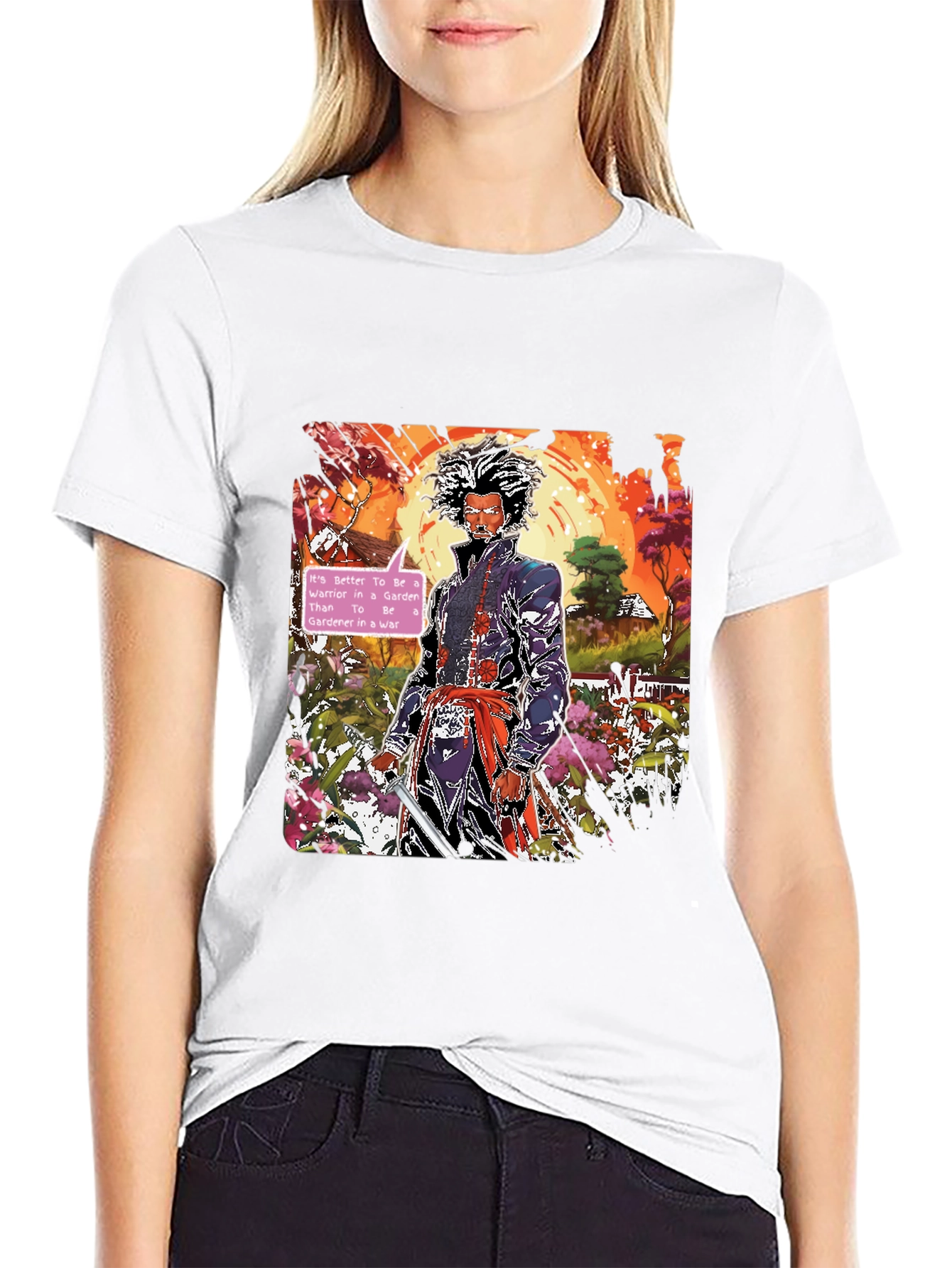 Samurai Warrior in a Garden T-Shirt