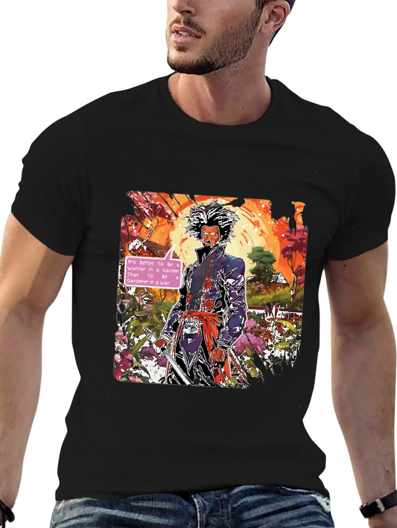 Samurai Warrior in a Garden T-Shirt
