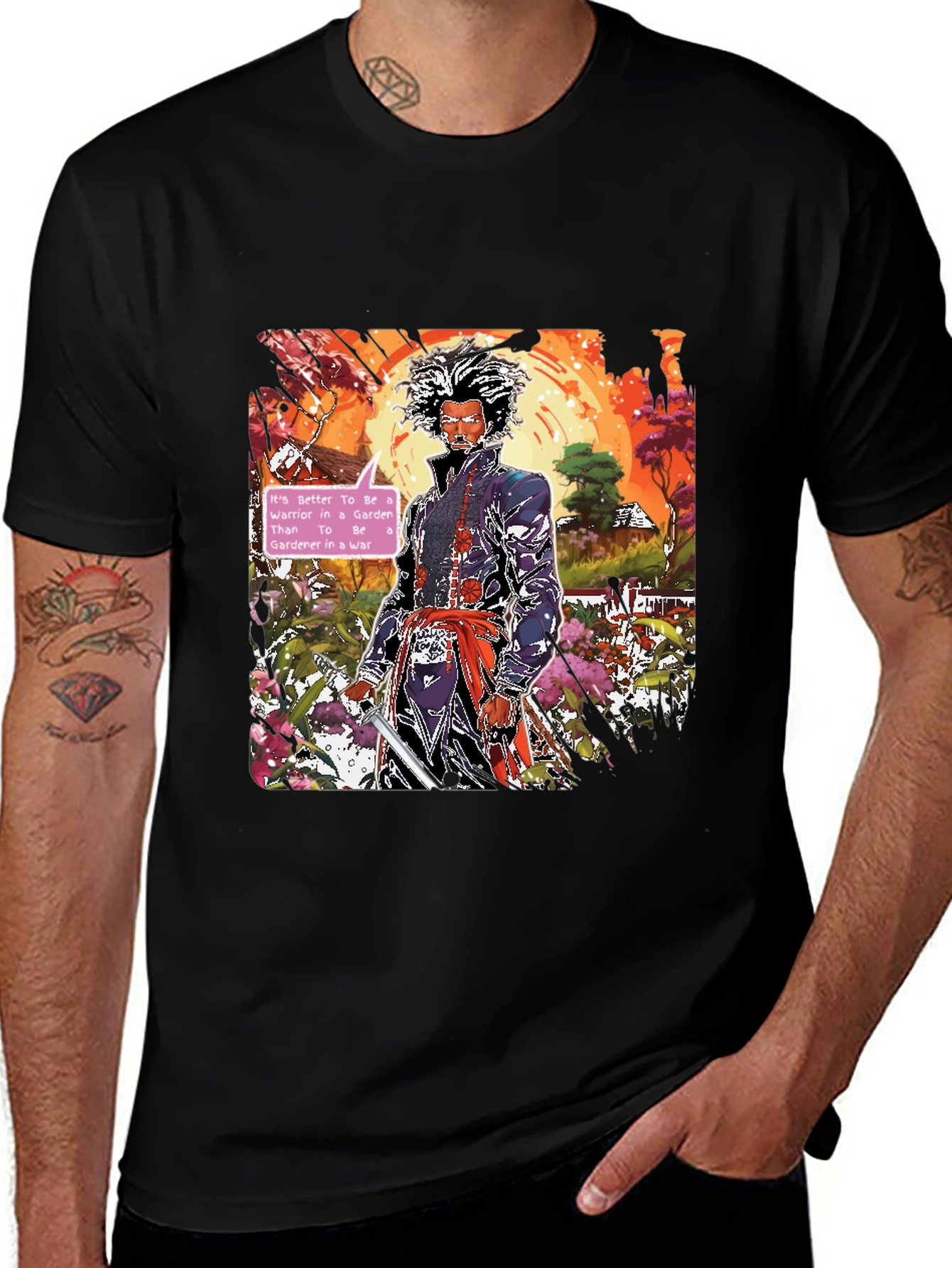 Samurai Warrior in a Garden T-Shirt