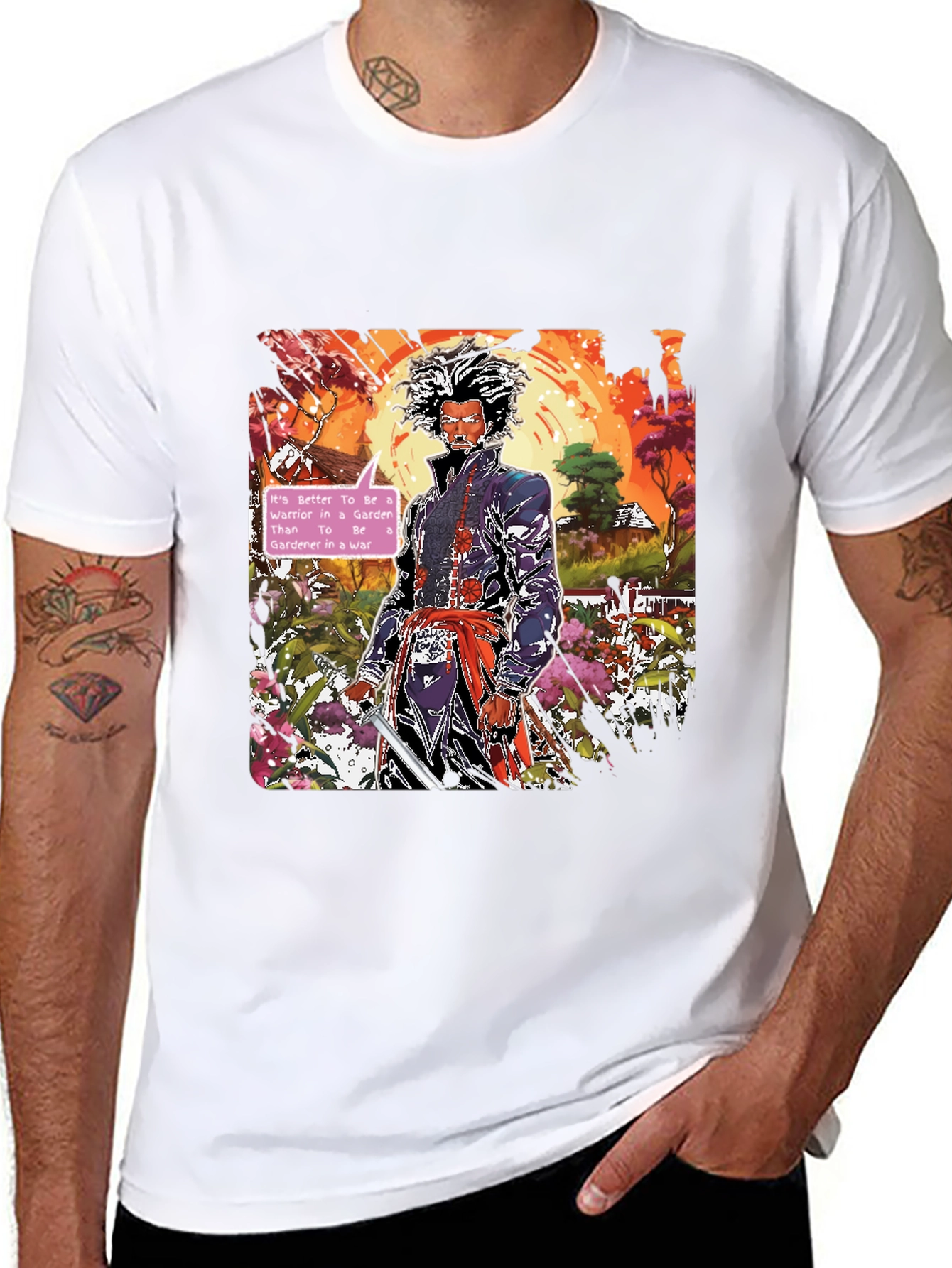 Samurai Warrior in a Garden T-Shirt