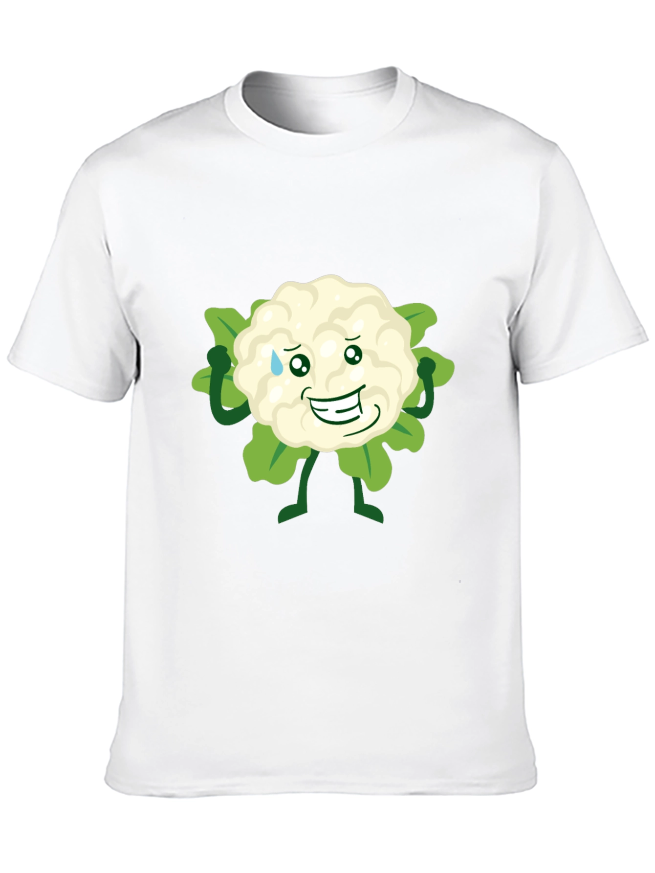 Funny Cauliflower Cartoon Black T-Shirt