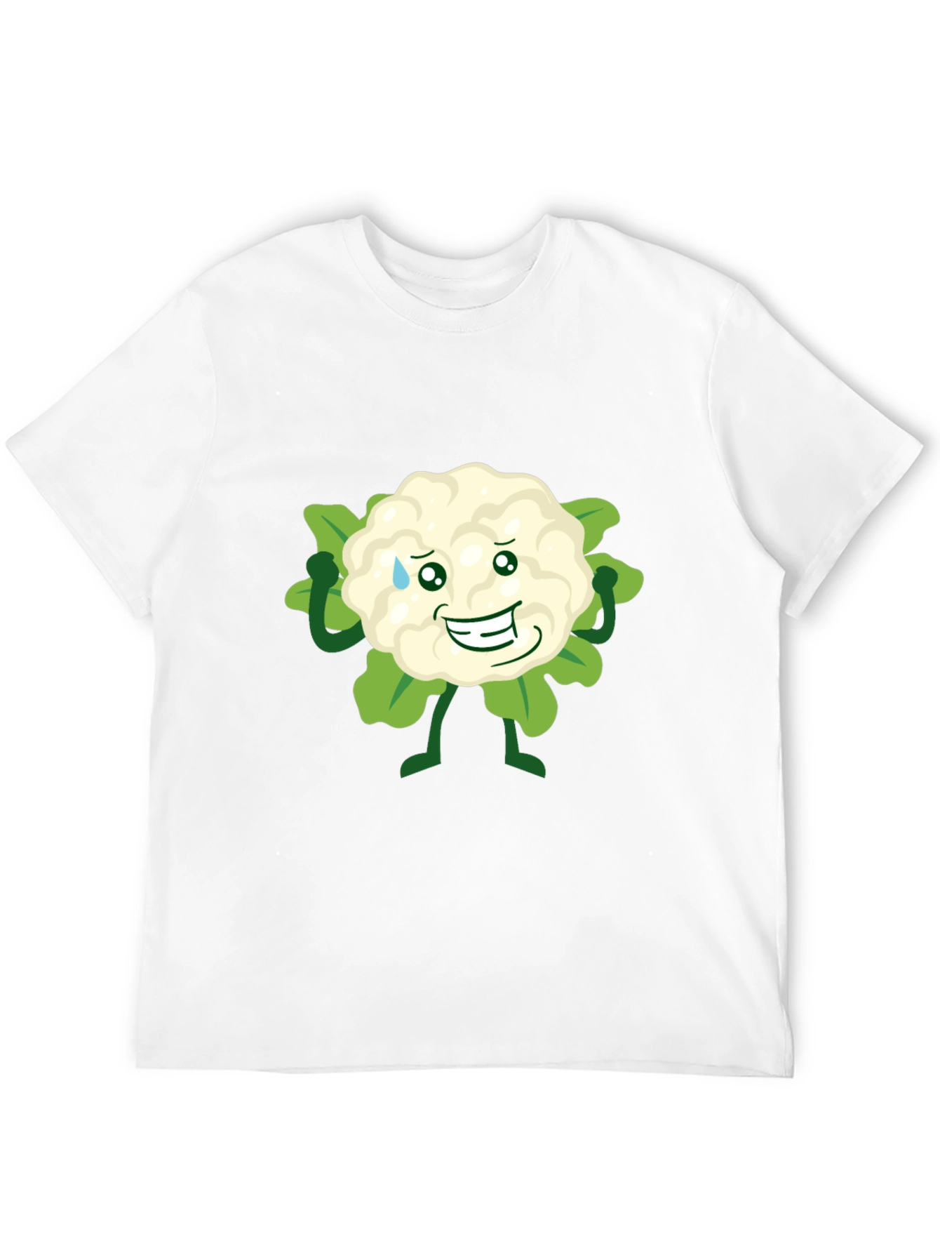 Funny Cauliflower Cartoon Black T-Shirt
