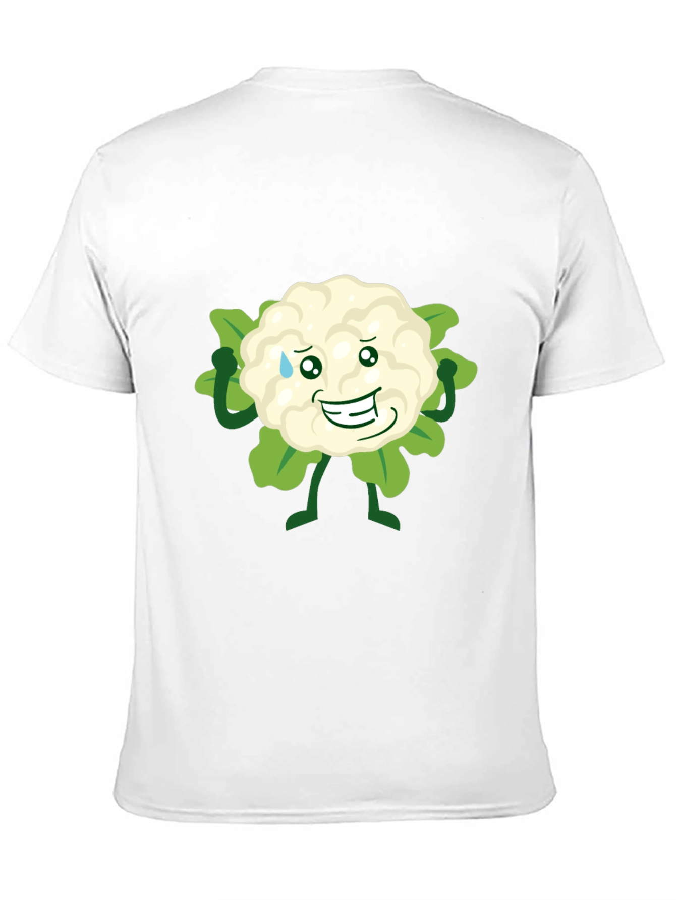 Funny Cauliflower Cartoon Black T-Shirt