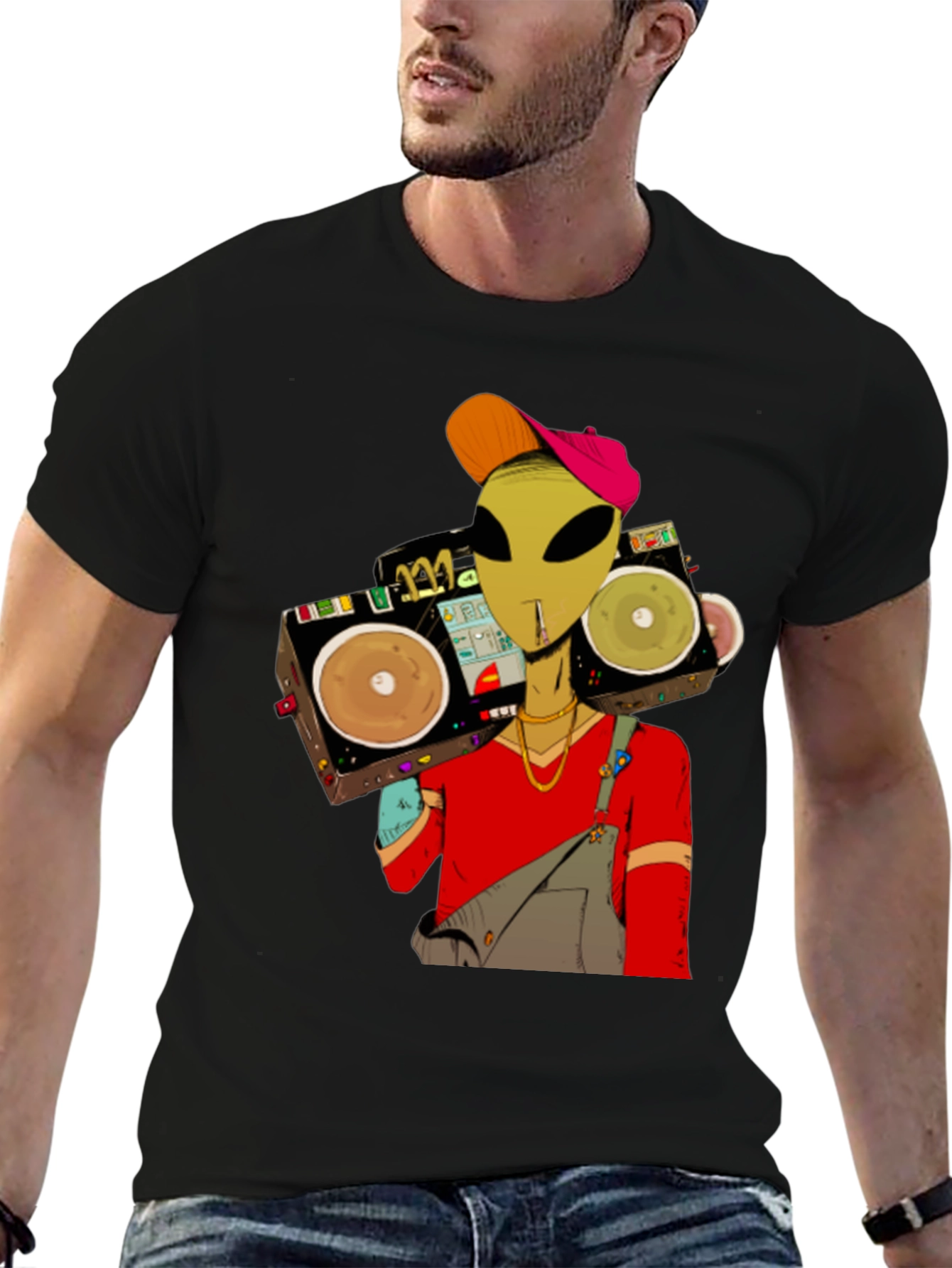 Alien DJ Graphic T-Shirt - Black Cotton Tee