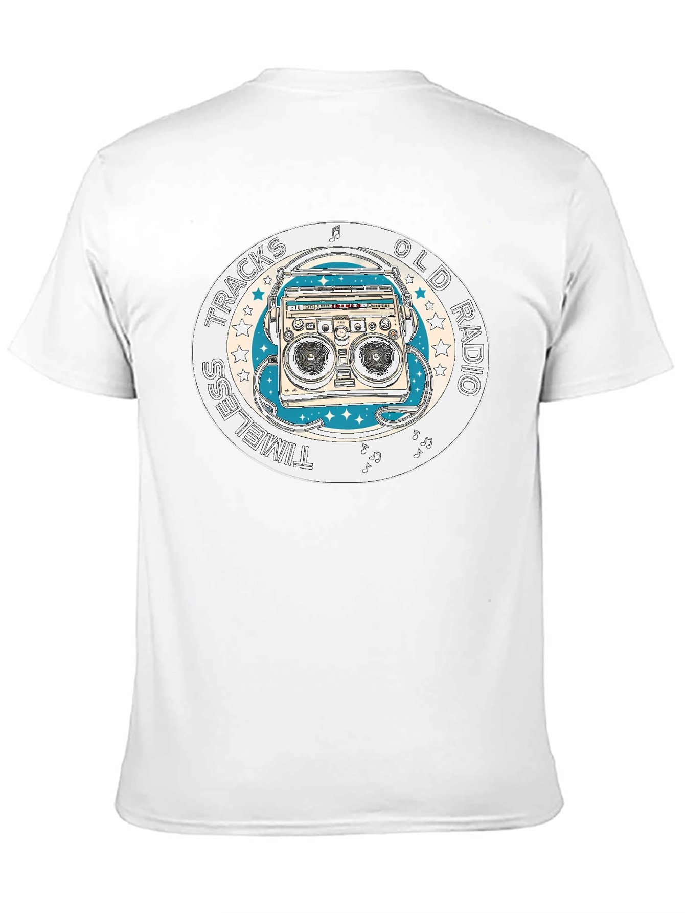 Timeless Tracks Old Radio Black Graphic T-Shirt