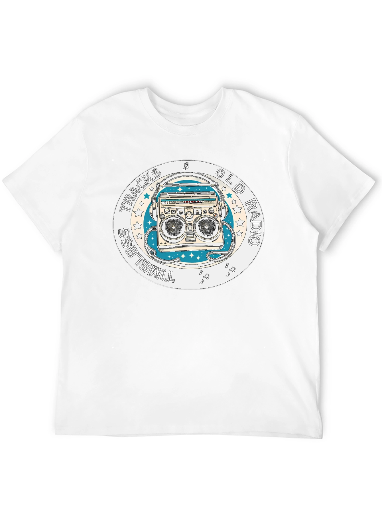 Timeless Tracks Old Radio Black Graphic T-Shirt