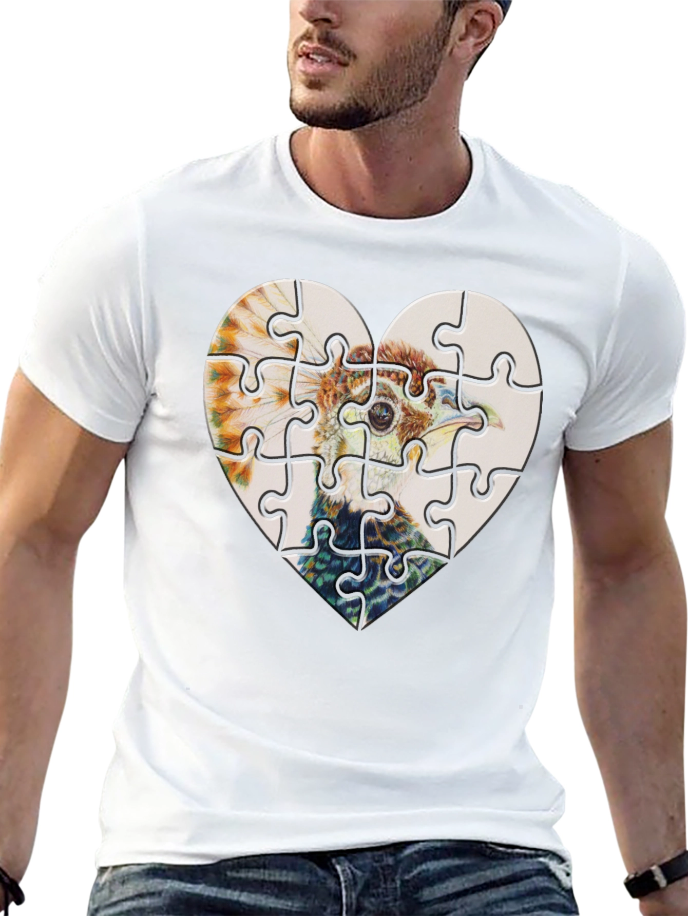 Heart Ostrich Puzzle Tee