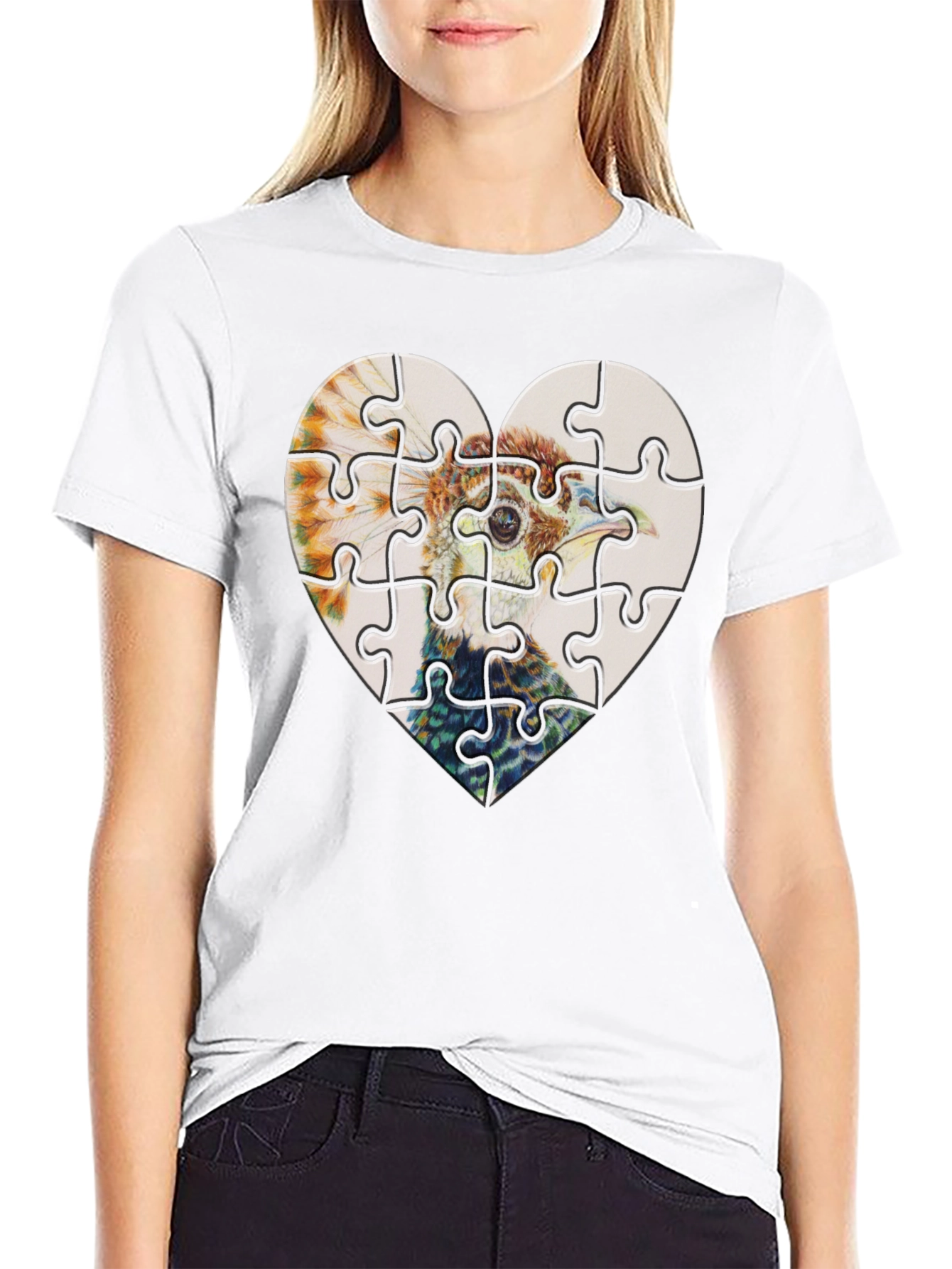 Heart Ostrich Puzzle Tee