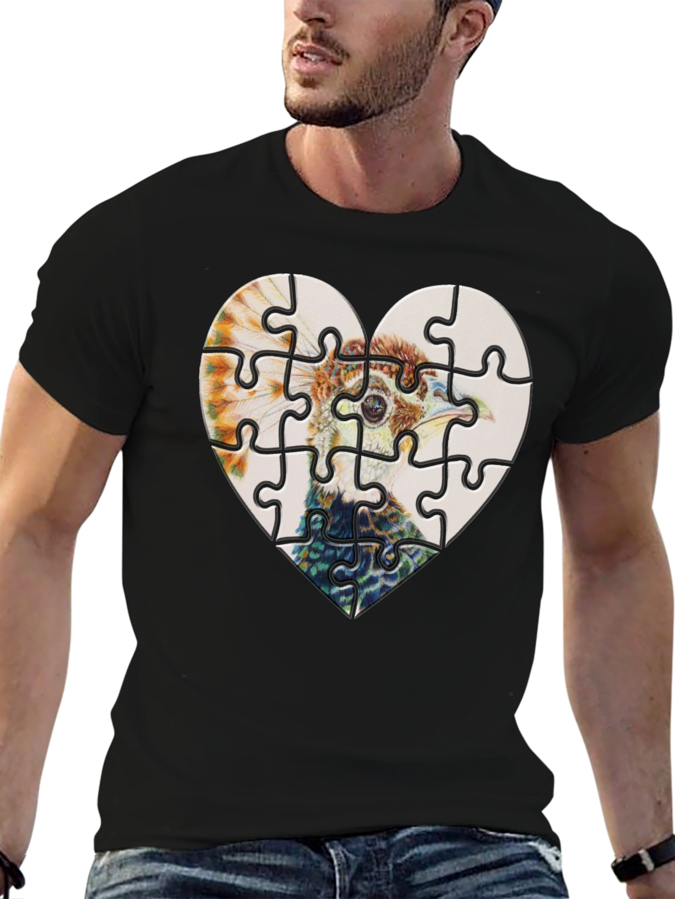 Heart Ostrich Puzzle Tee