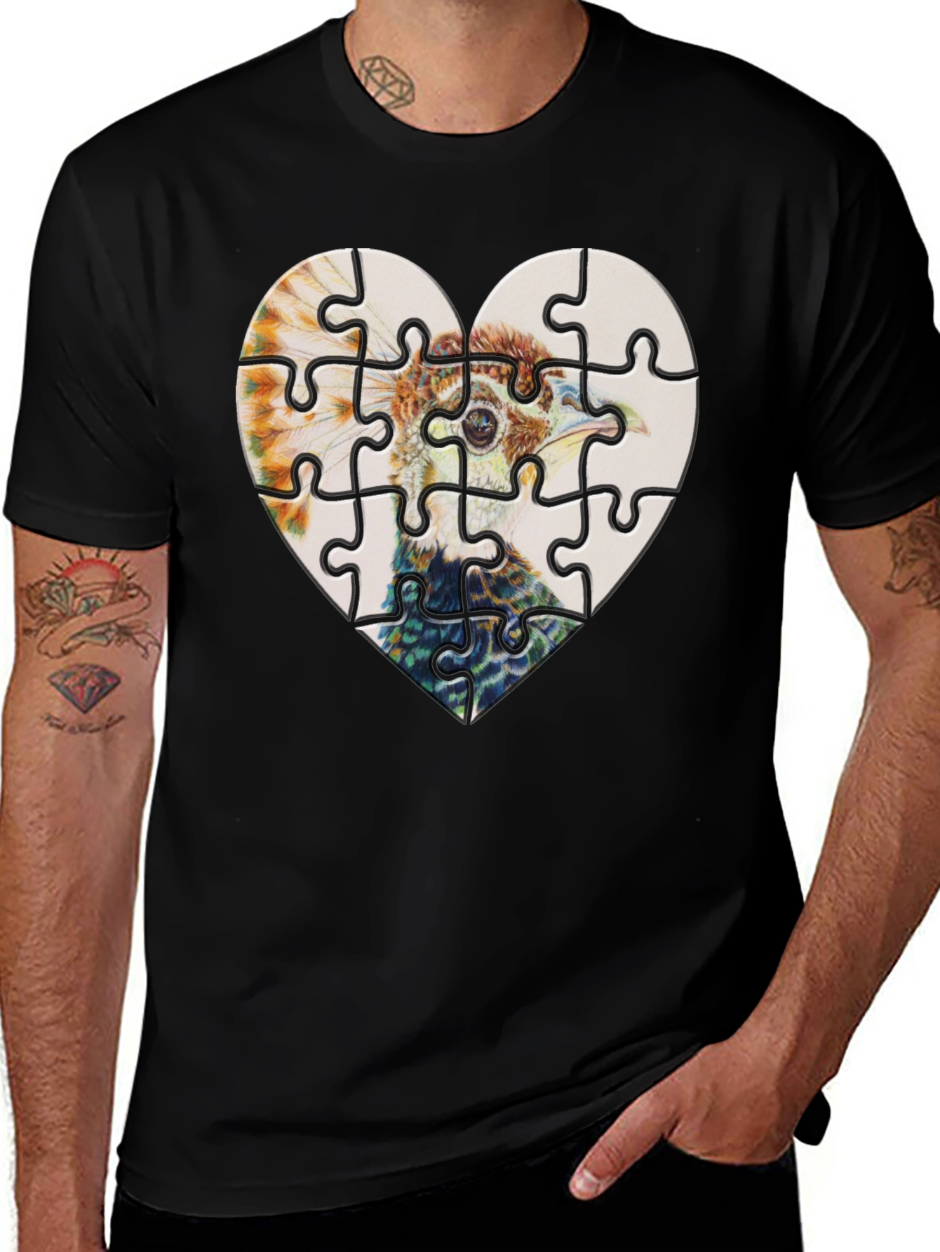 Heart Ostrich Puzzle Tee