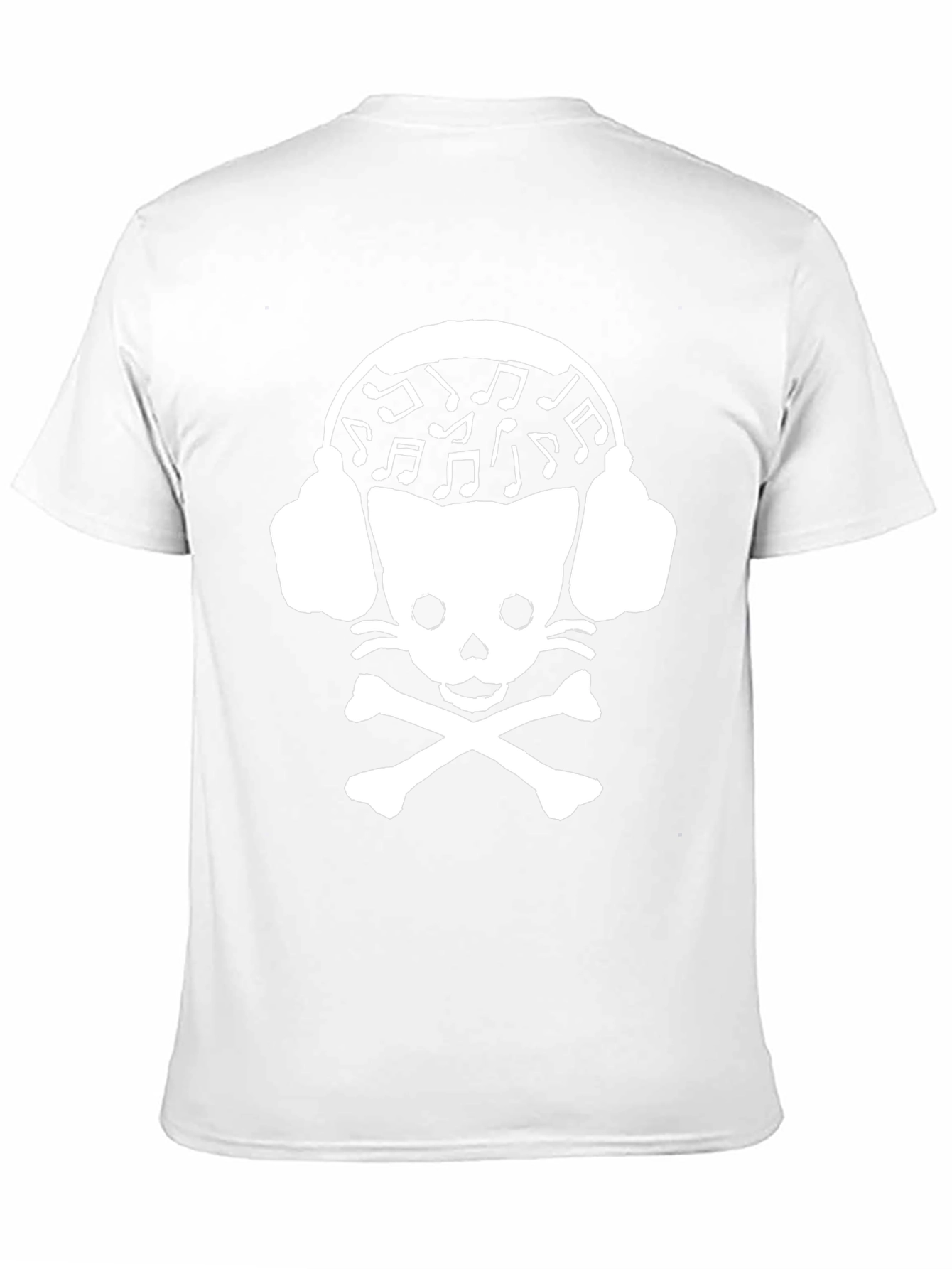 Skull Cat DJ Graphic Tee - Black Cotton T-Shirt