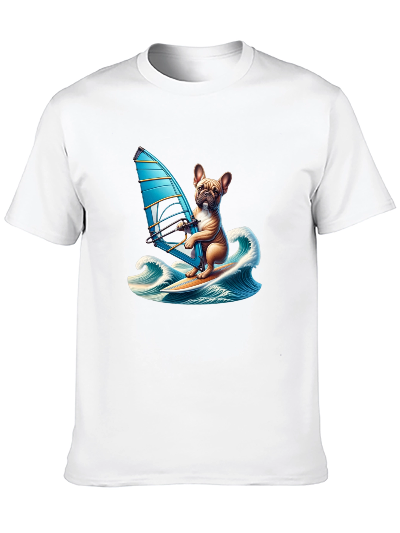 Dog Windsurfing T-Shirt - Cute Bulldog Tee