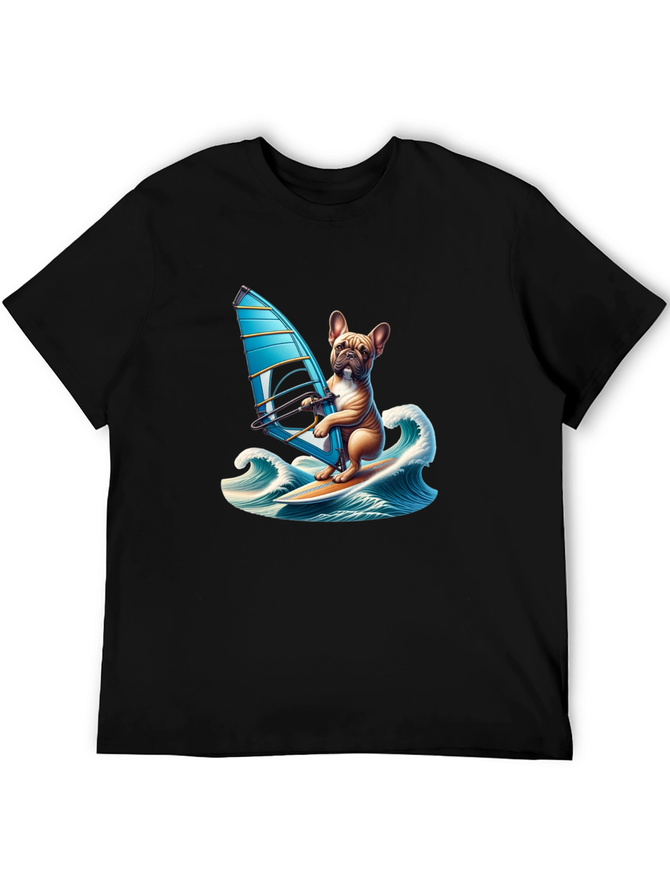 Dog Windsurfing T-Shirt - Cute Bulldog Tee