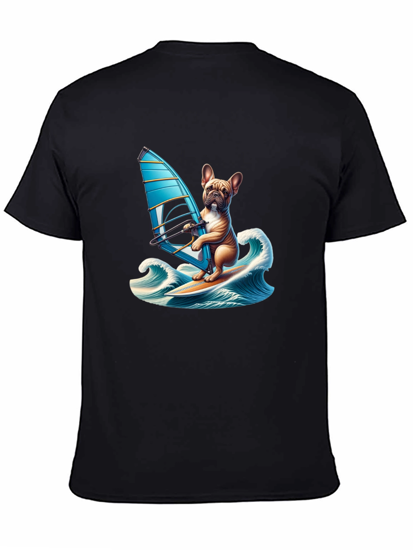 Dog Windsurfing T-Shirt - Cute Bulldog Tee