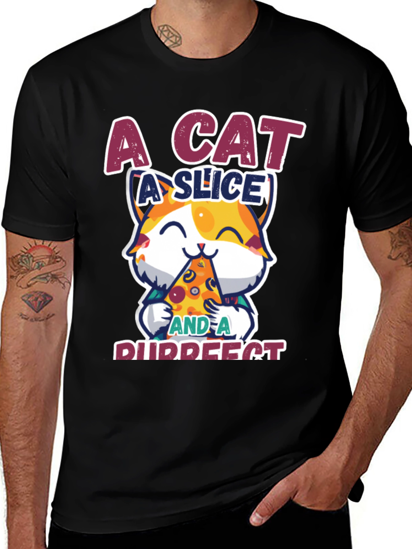 Purrfect Pizza Cat Graphic Tee