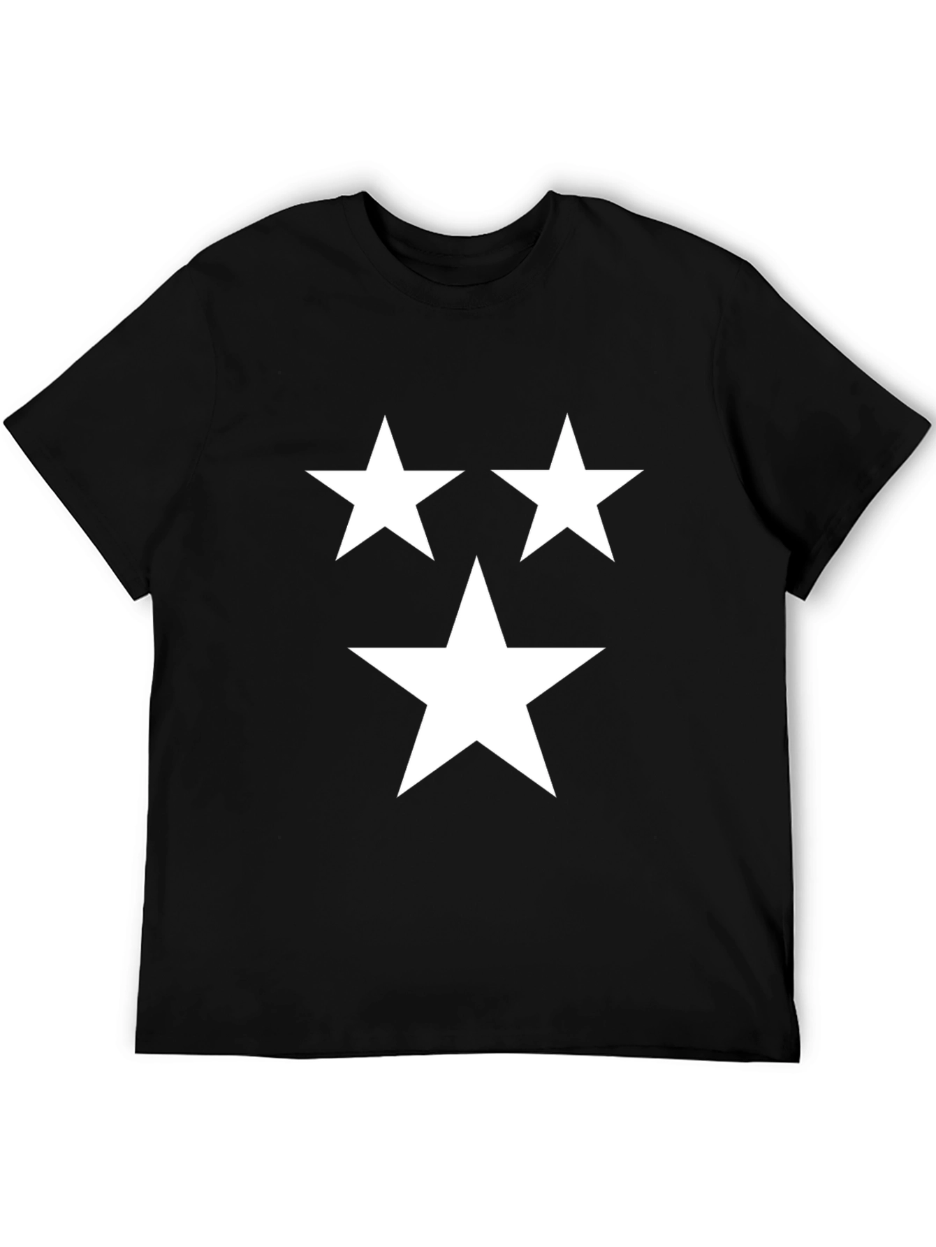 Black T-Shirt with Three White Stars