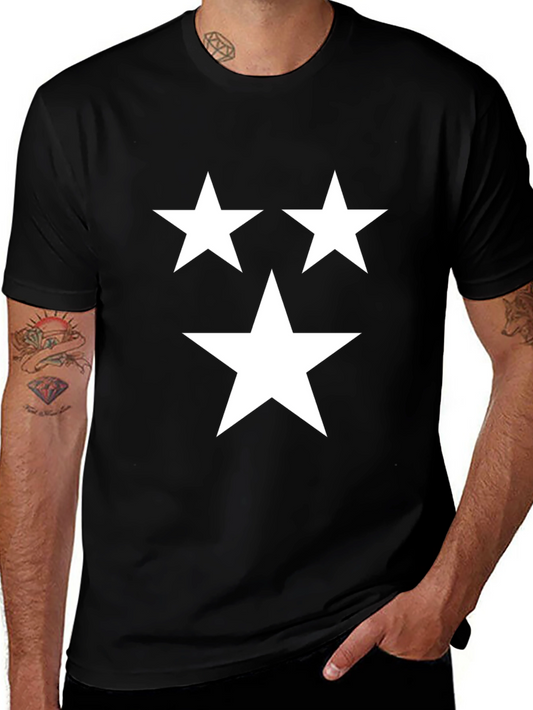 Black T-Shirt with Three White Stars