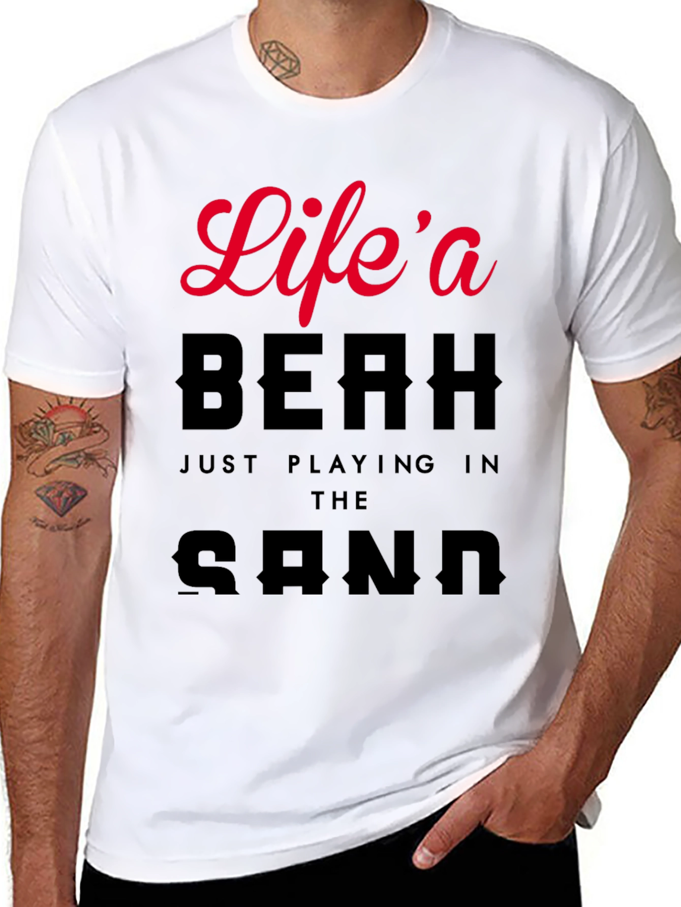 Lifes a Beach Graphic Mens Black T-Shirt