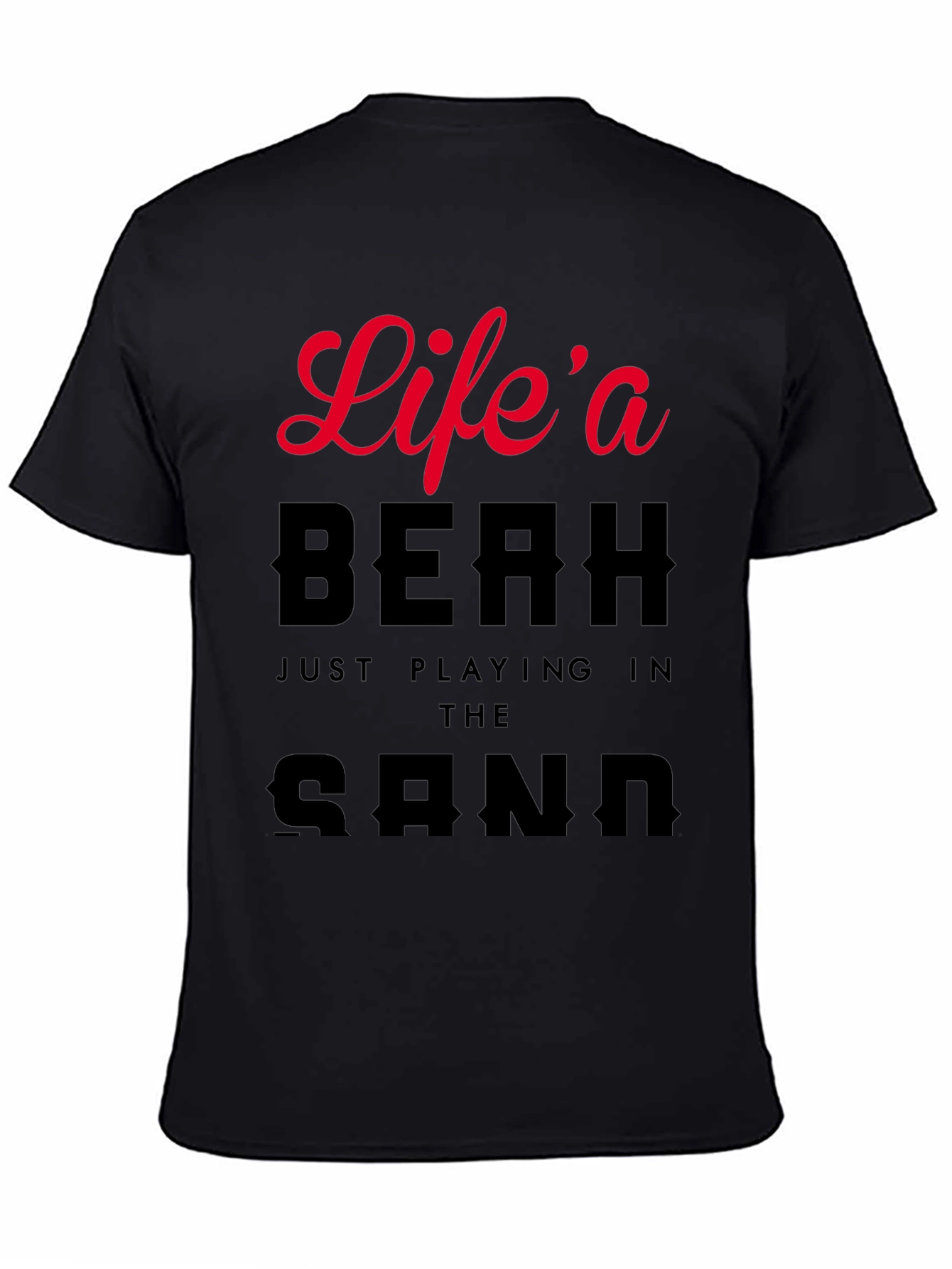 Lifes a Beach Graphic Mens Black T-Shirt