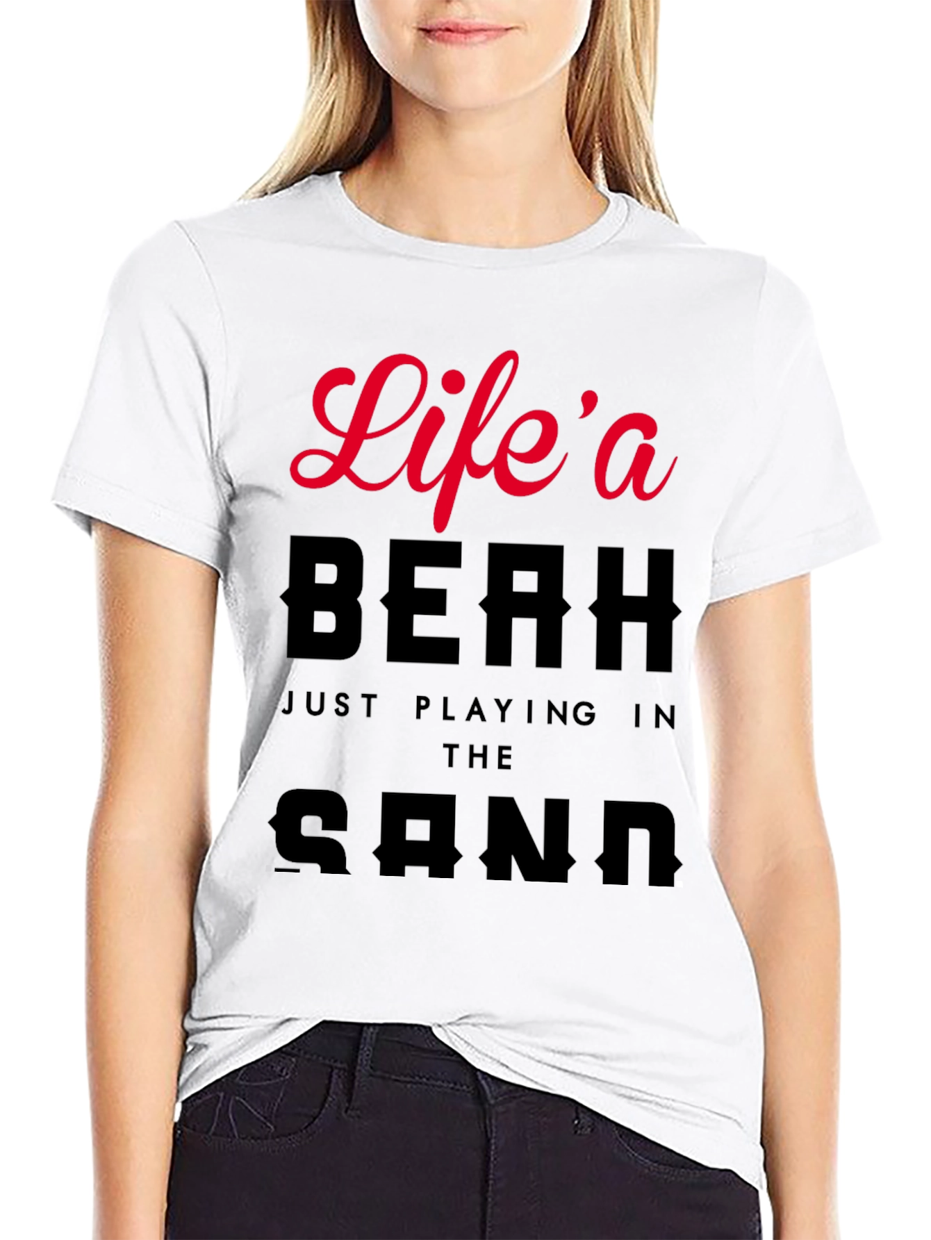 Lifes a Beach Graphic Mens Black T-Shirt