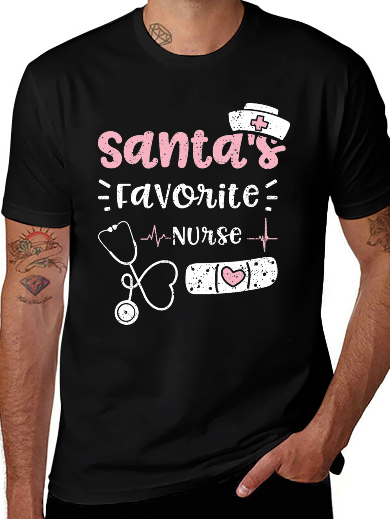 Santas Favorite Nurse T-Shirt Holiday Gift