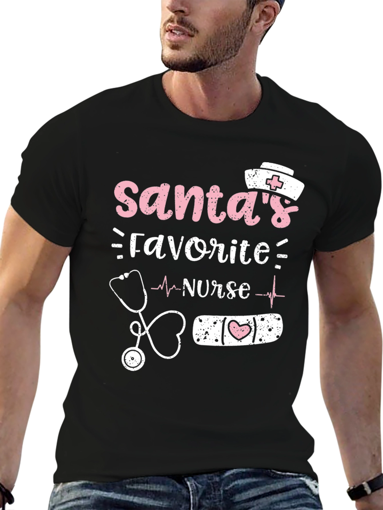 Santas Favorite Nurse T-Shirt Holiday Gift