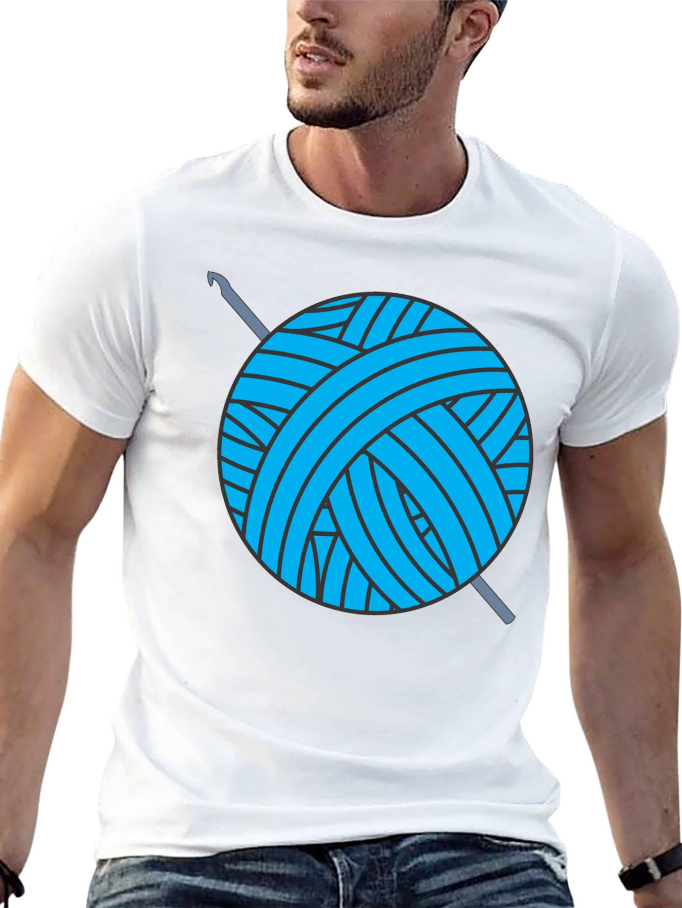 Yarn Ball Crochet Hook Black Graphic T-Shirt