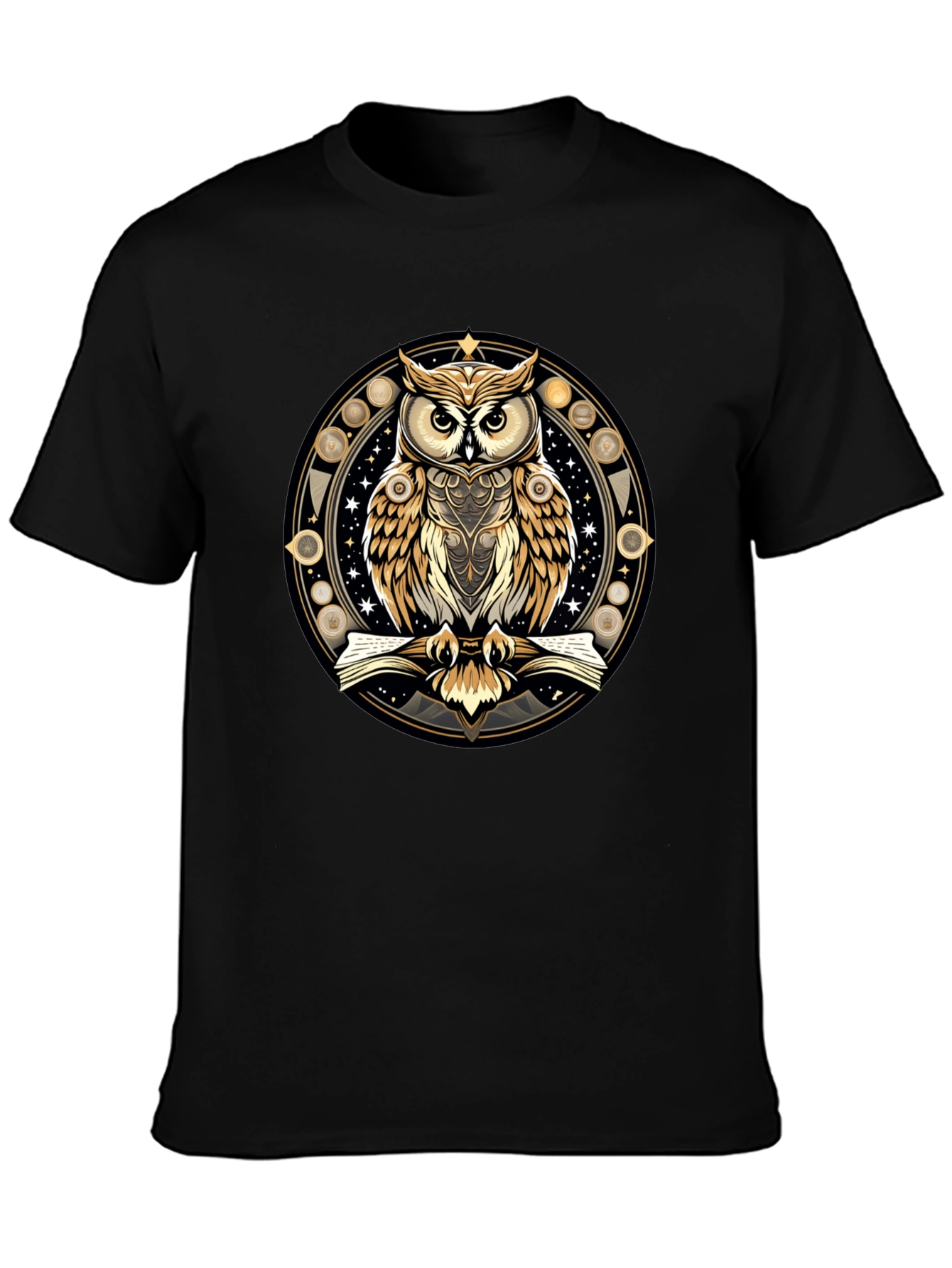 Mystic Owl Graphic Tee - Stylish Unisex Black T-Shirt