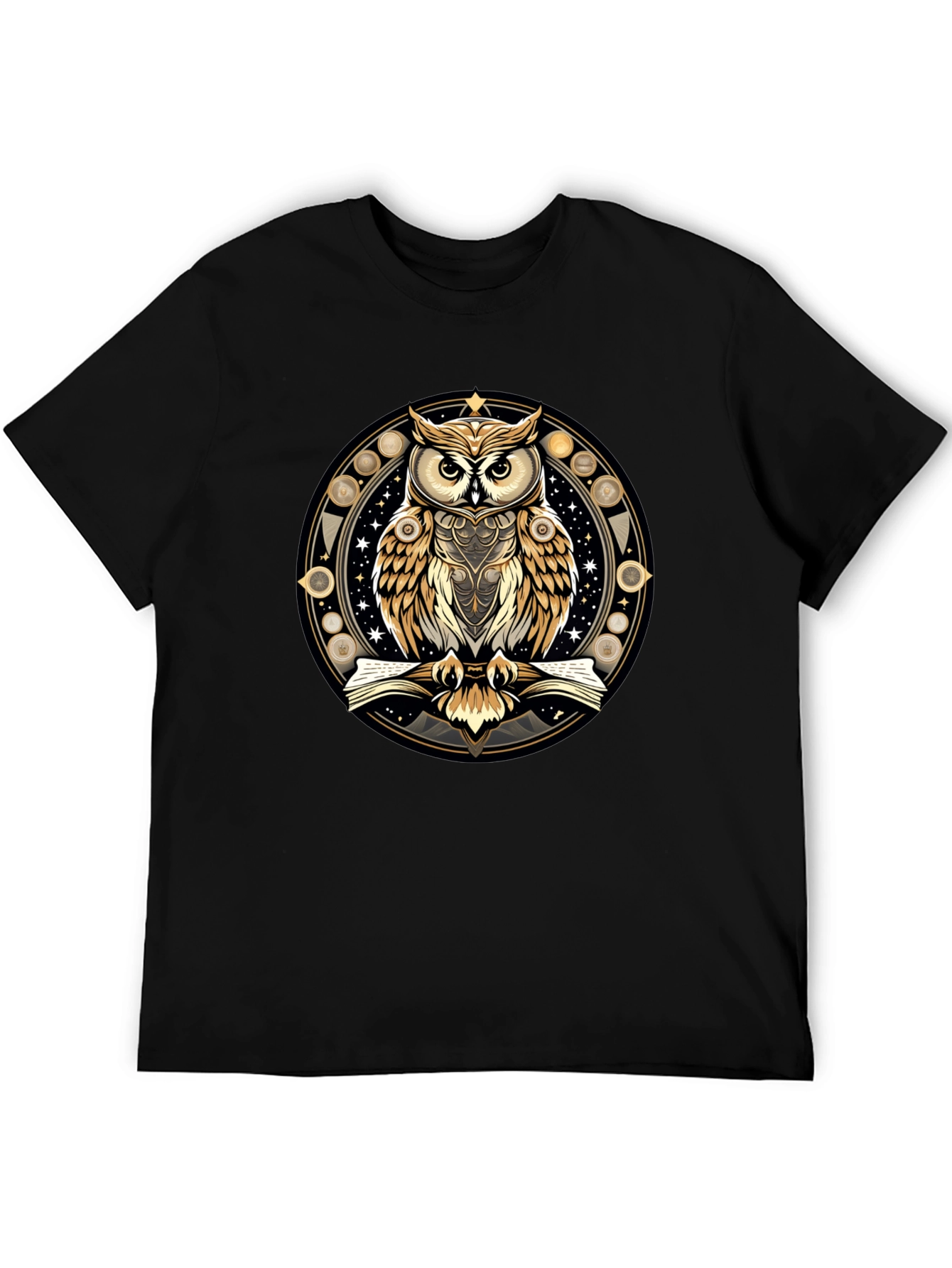 Mystic Owl Graphic Tee - Stylish Unisex Black T-Shirt