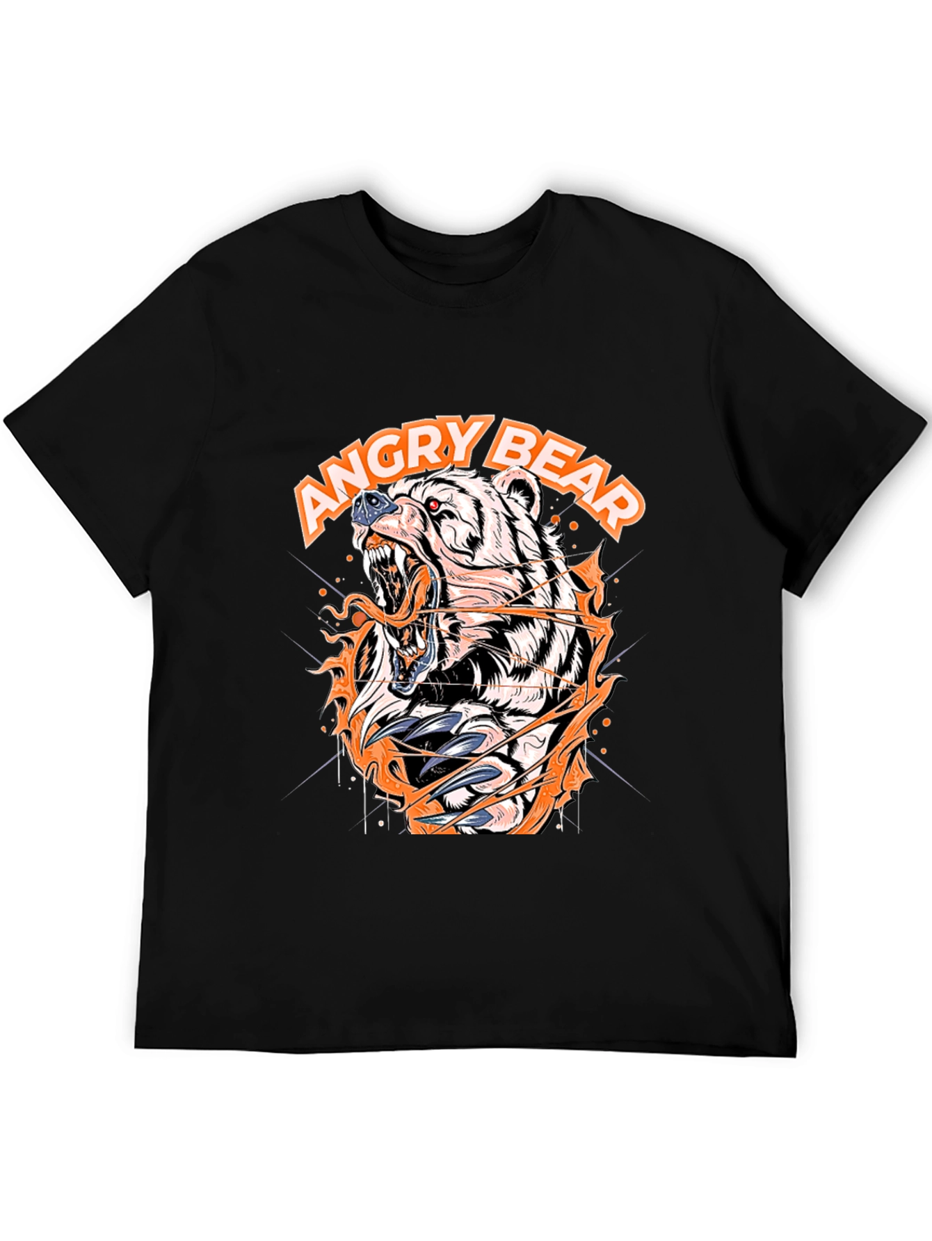 Angry Bear Graphic Black T-Shirt