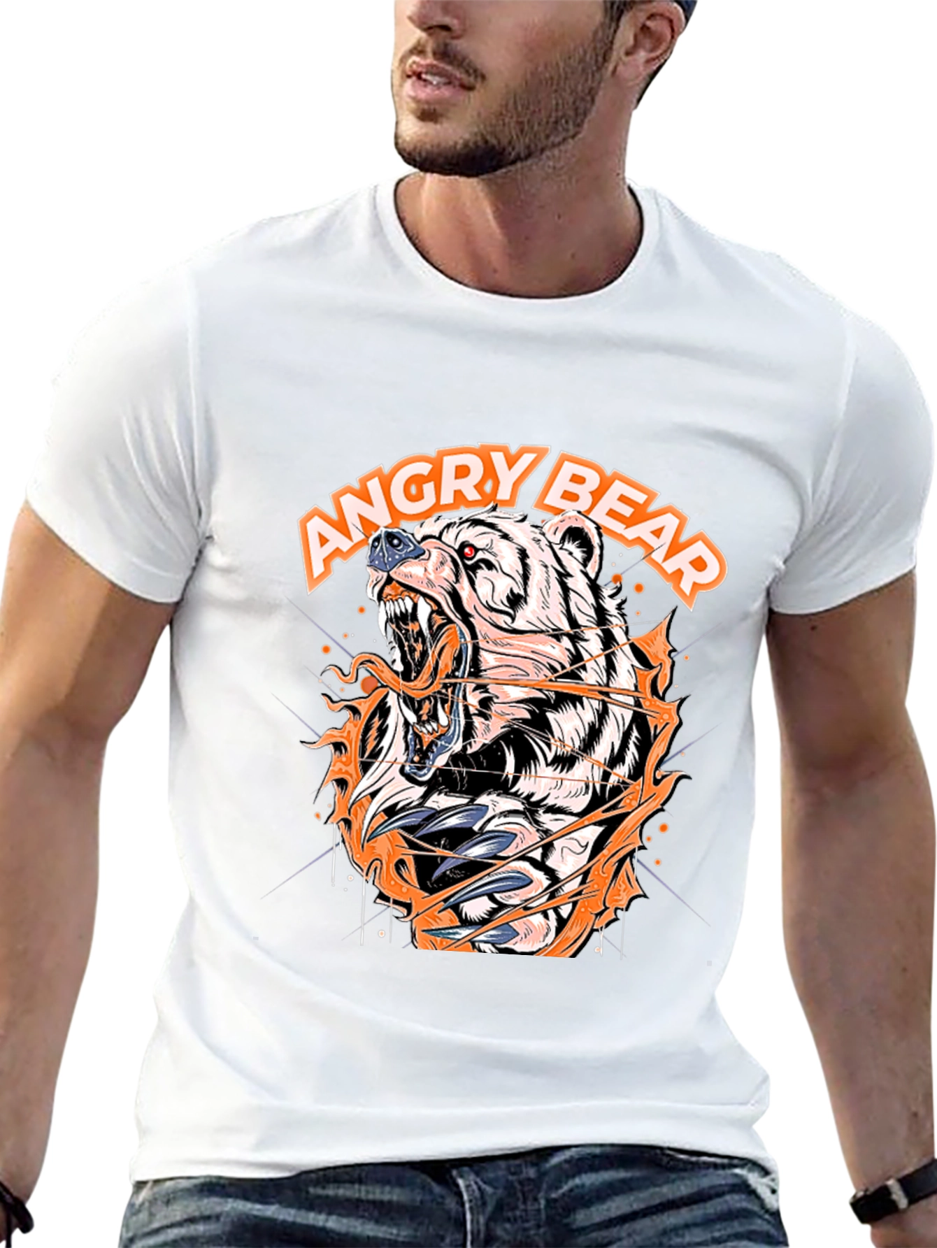 Angry Bear Graphic Black T-Shirt