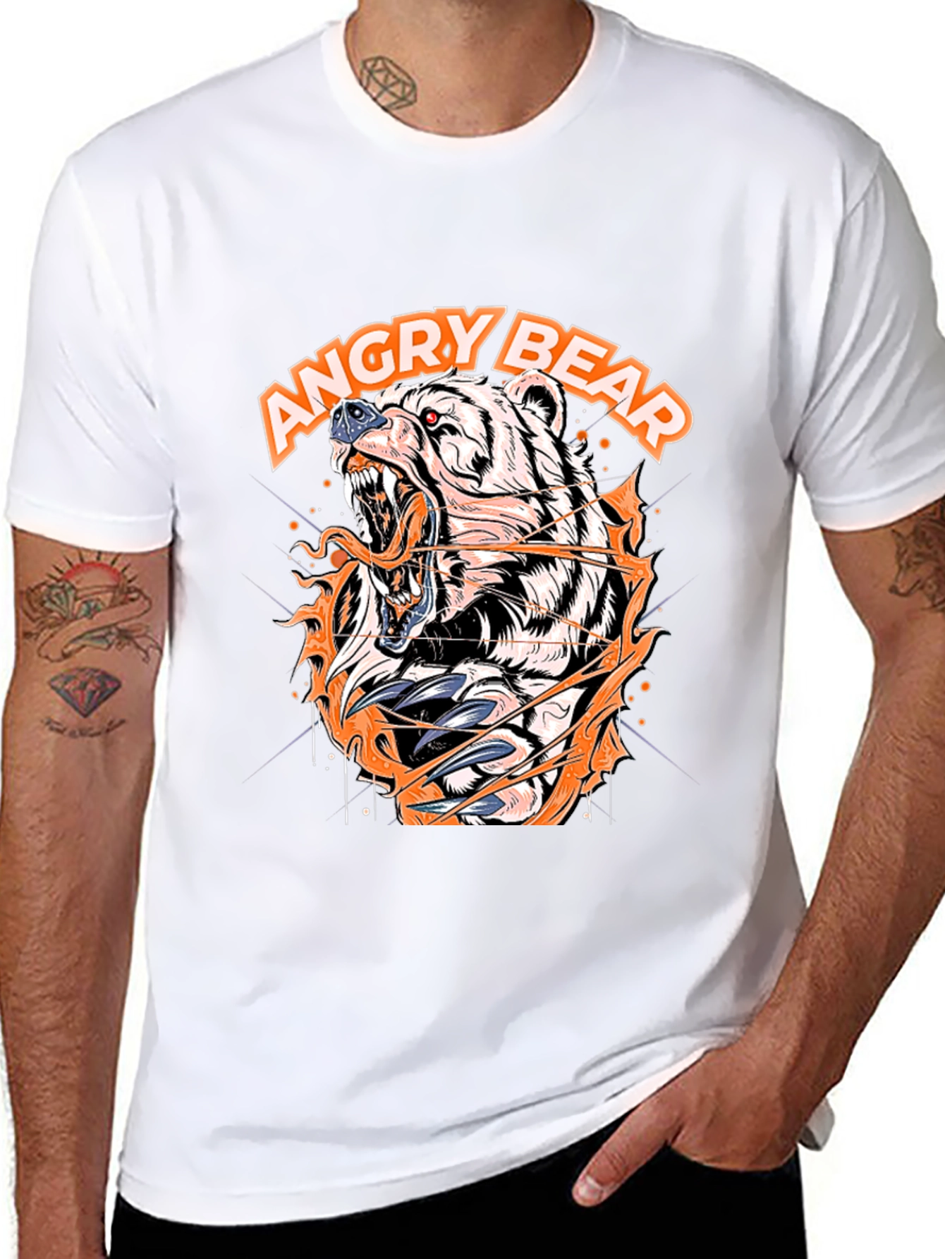 Angry Bear Graphic Black T-Shirt