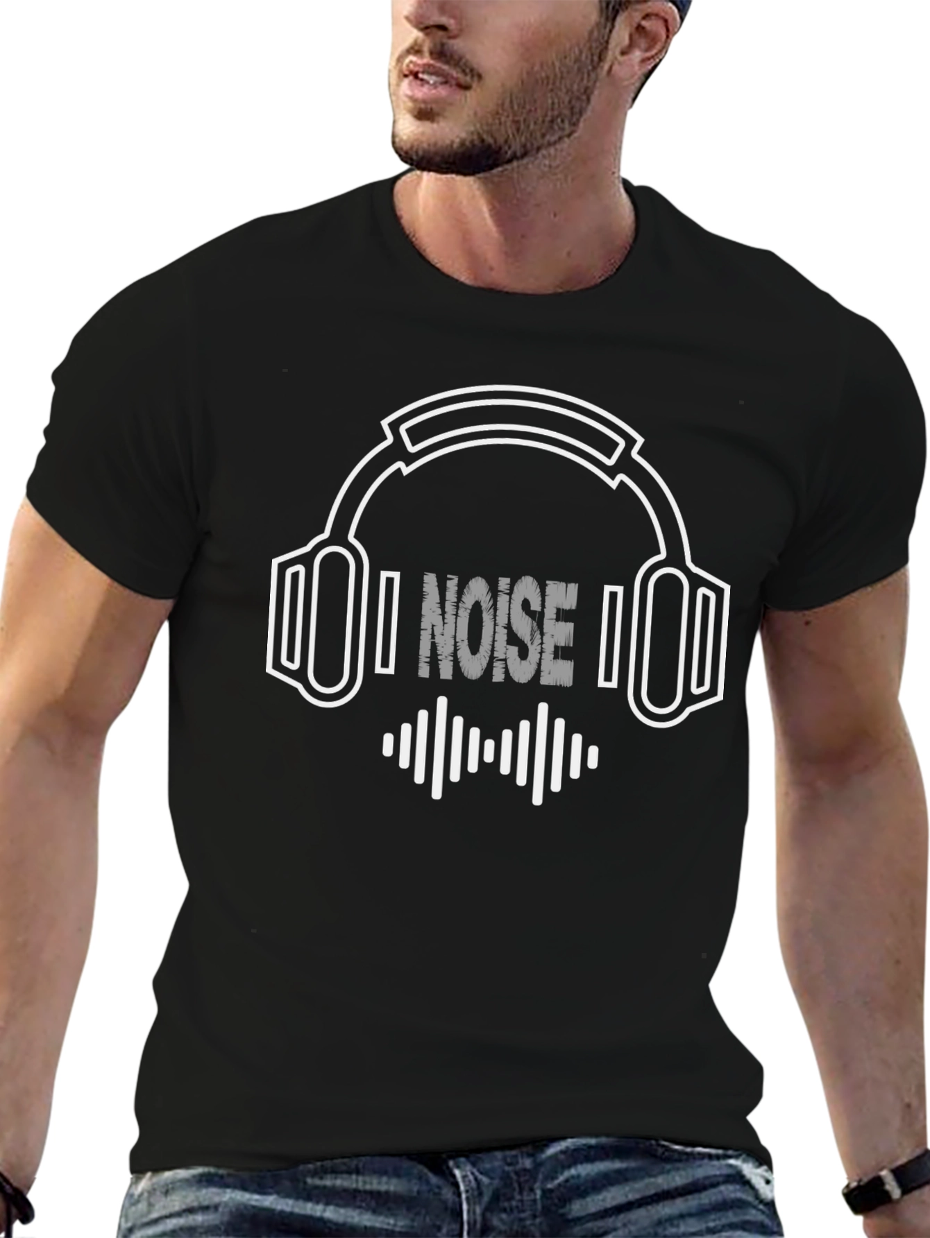 Noise Headphones Black T-Shirt - Music Lover Tee