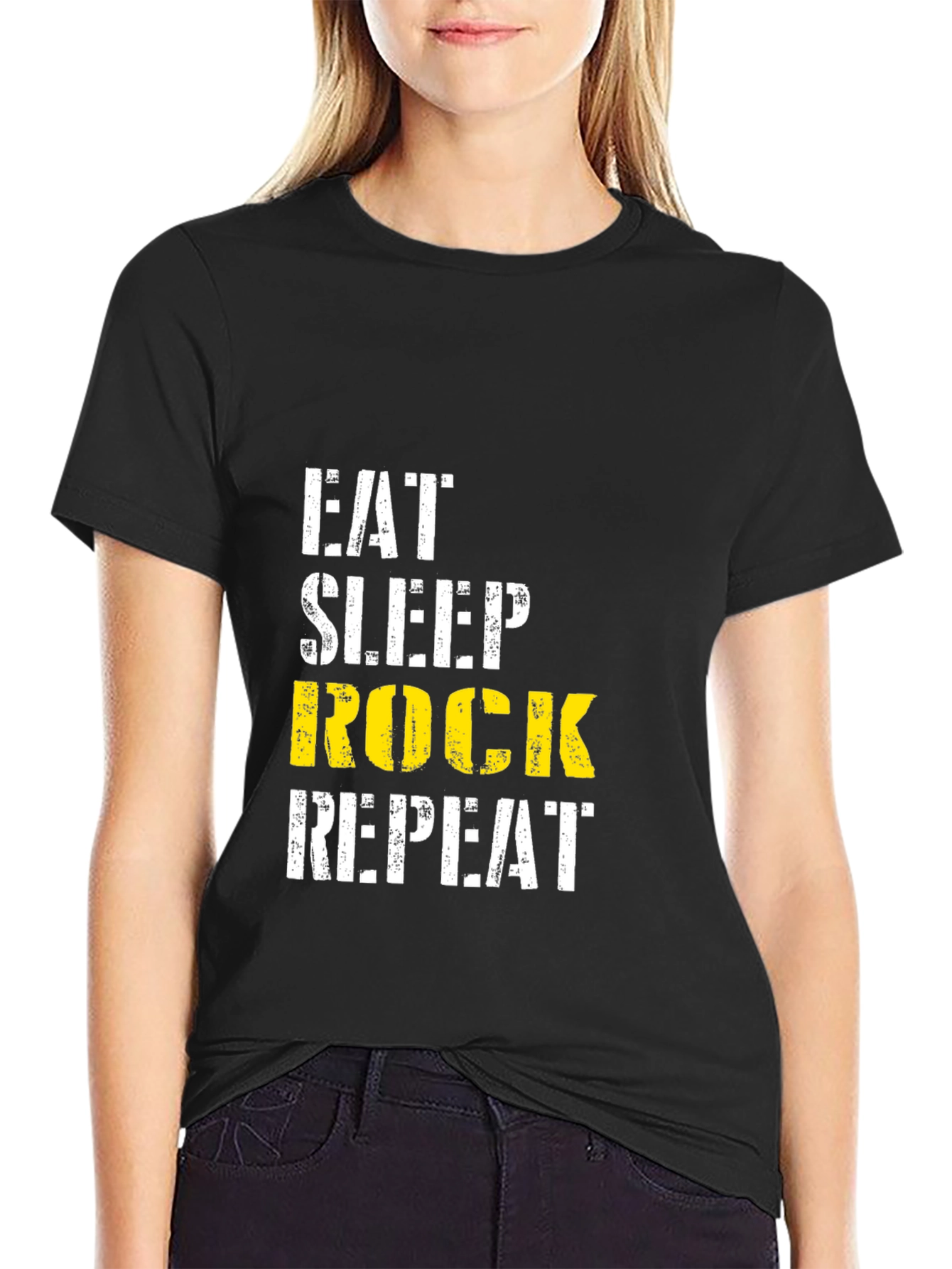 Eat Sleep Rock Repeat Black T-Shirt