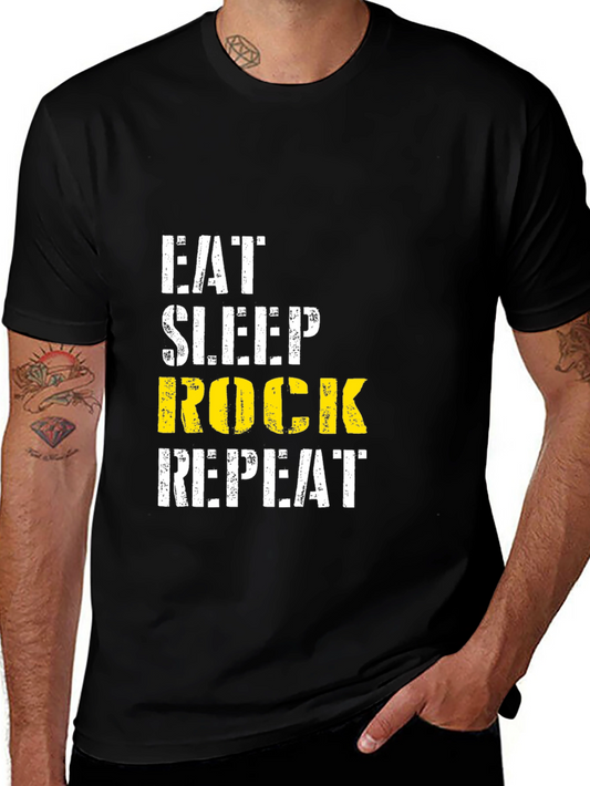 Eat Sleep Rock Repeat Black T-Shirt