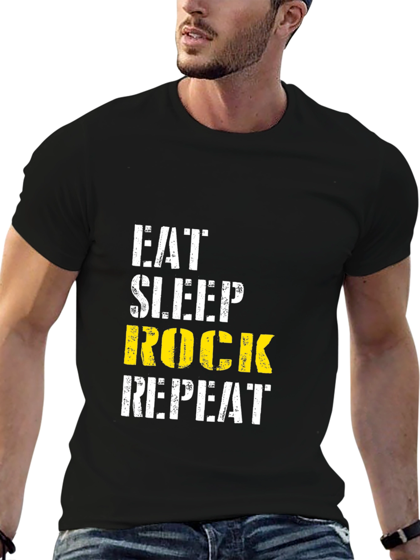 Eat Sleep Rock Repeat Black T-Shirt