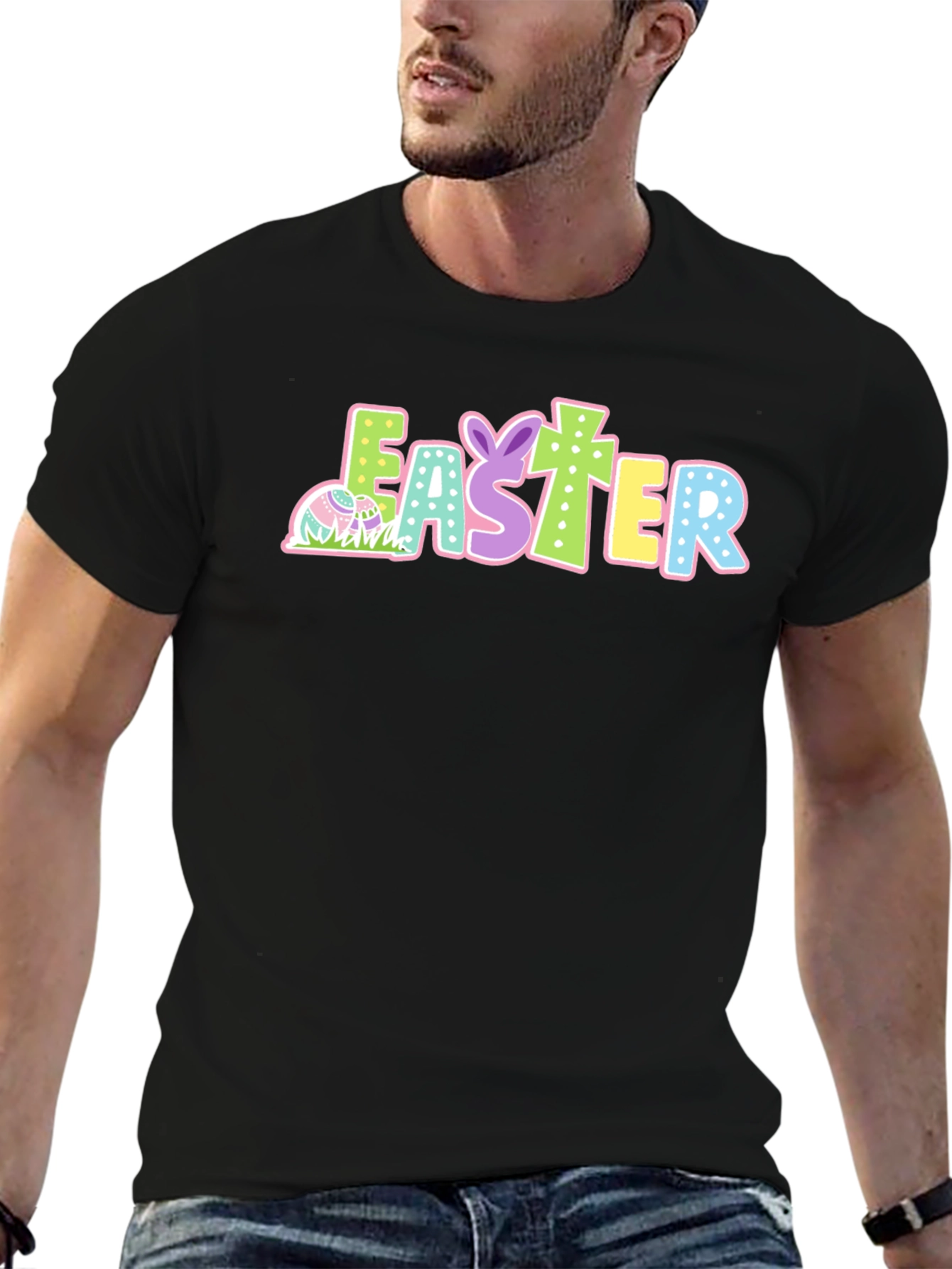 Easter T-Shirt Black Cotton Holiday Tee