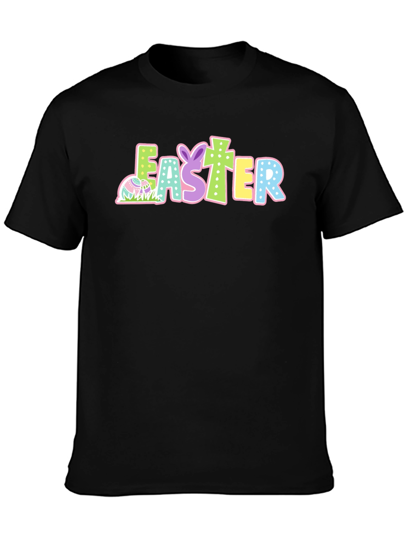 Easter T-Shirt Black Cotton Holiday Tee