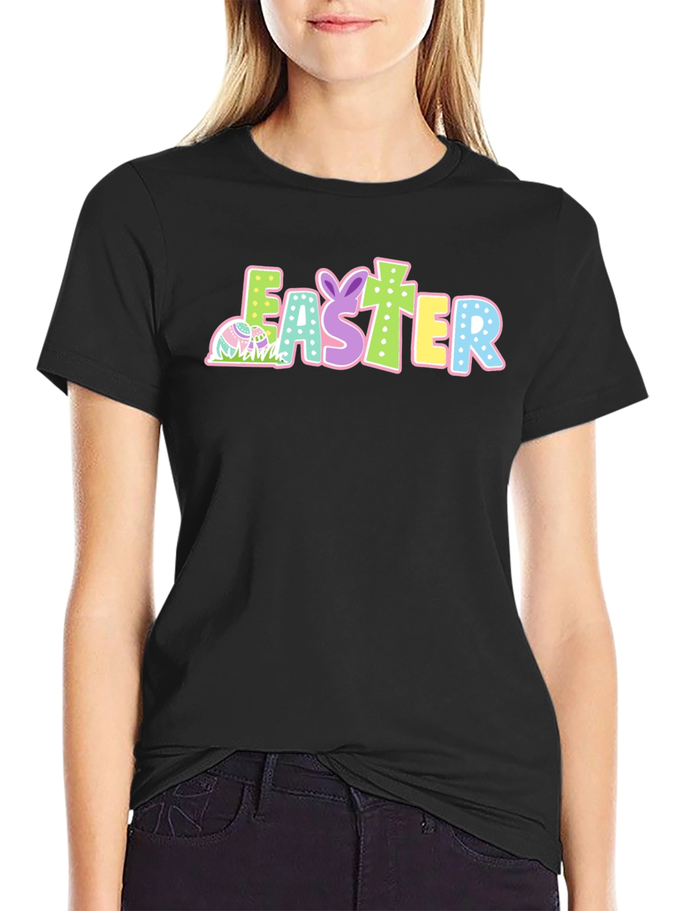Easter T-Shirt Black Cotton Holiday Tee