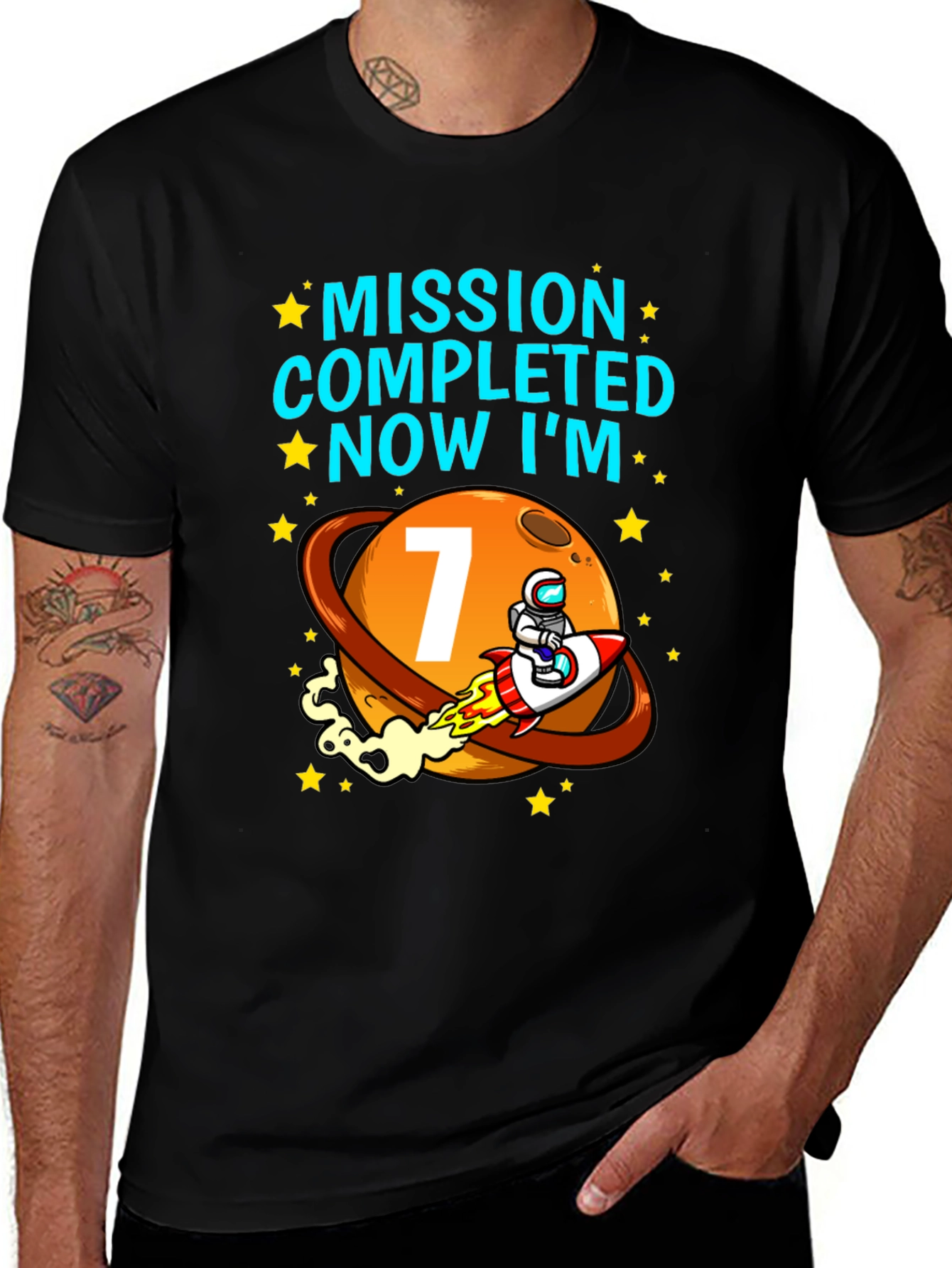 Mission Completed 7th Birthday Space T-Shirt
