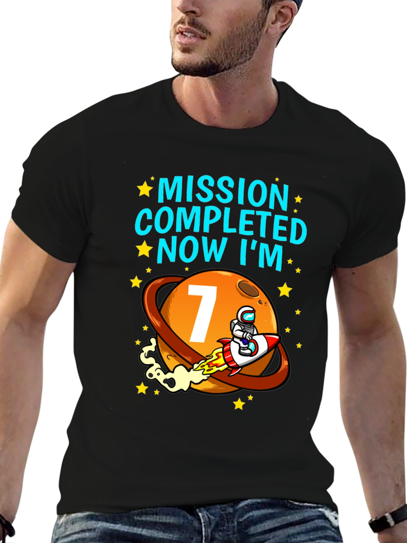 Mission Completed 7th Birthday Space T-Shirt