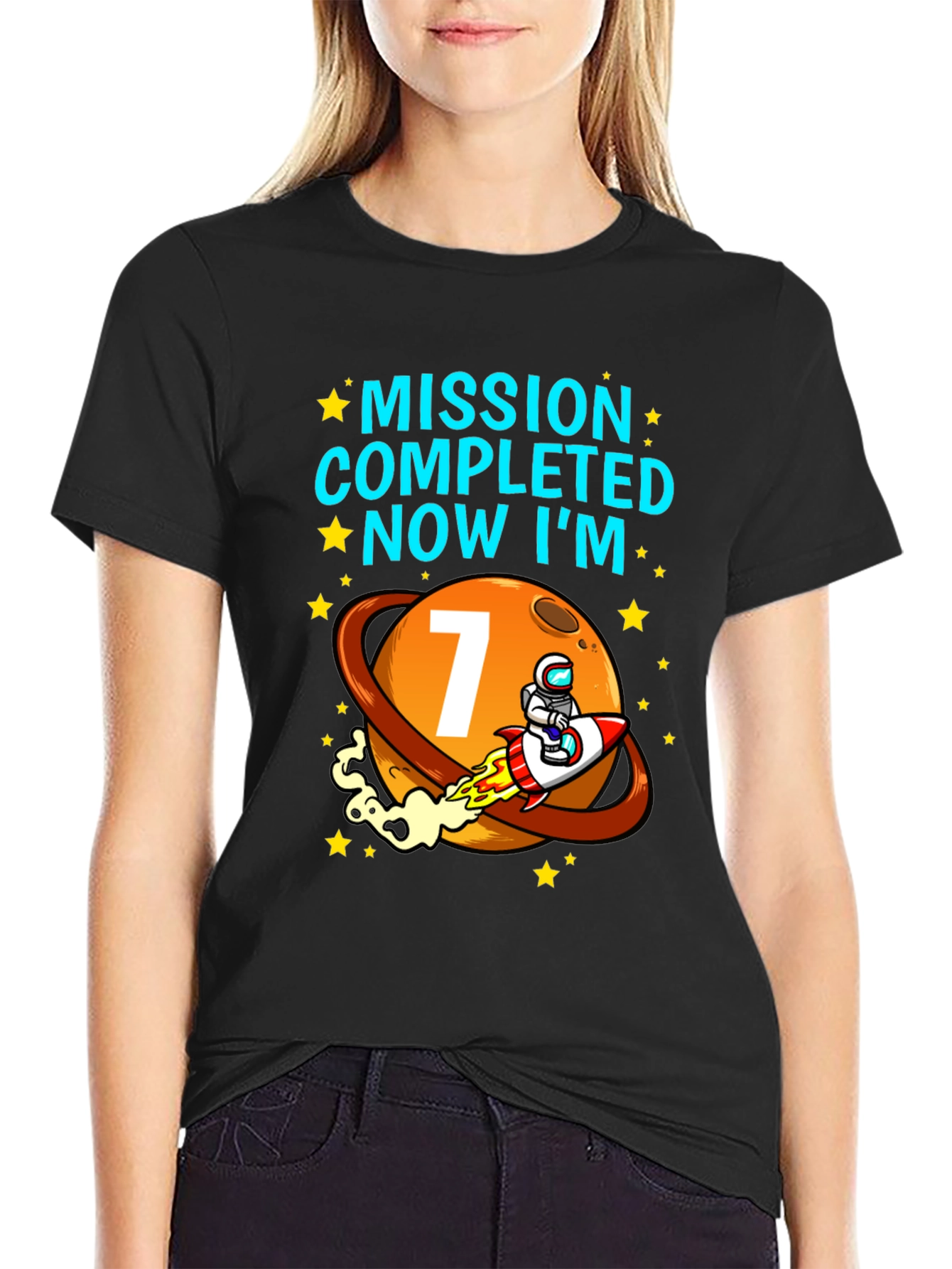 Mission Completed 7th Birthday Space T-Shirt