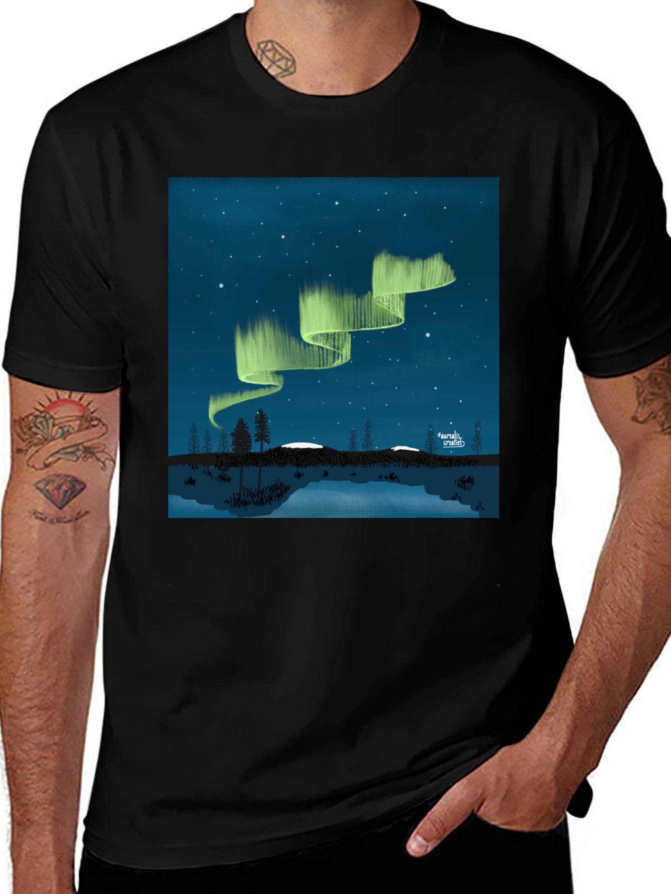 Aurora Borealis Black Graphic Tee