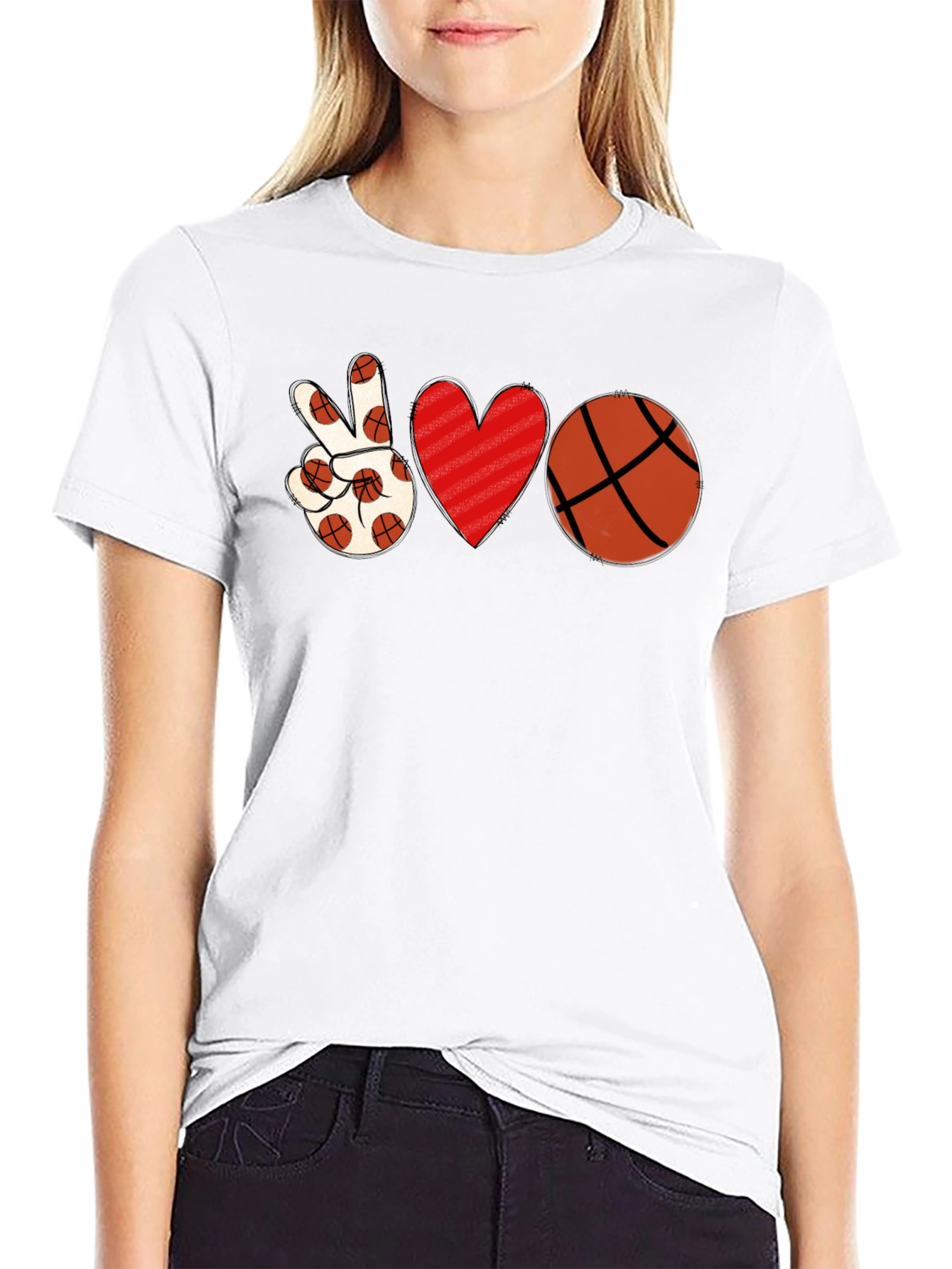 Peace Love Basketball Graphic T-Shirt